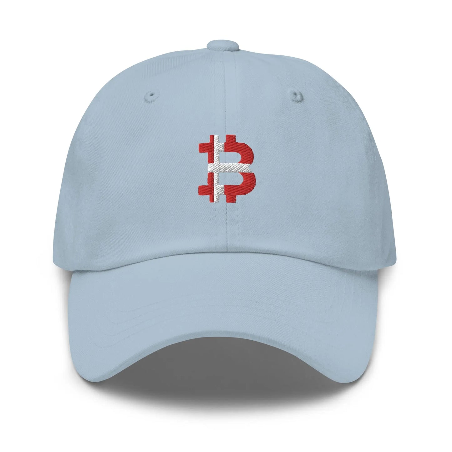 bitcoin hat - danish bitcoin flag - front view - blue