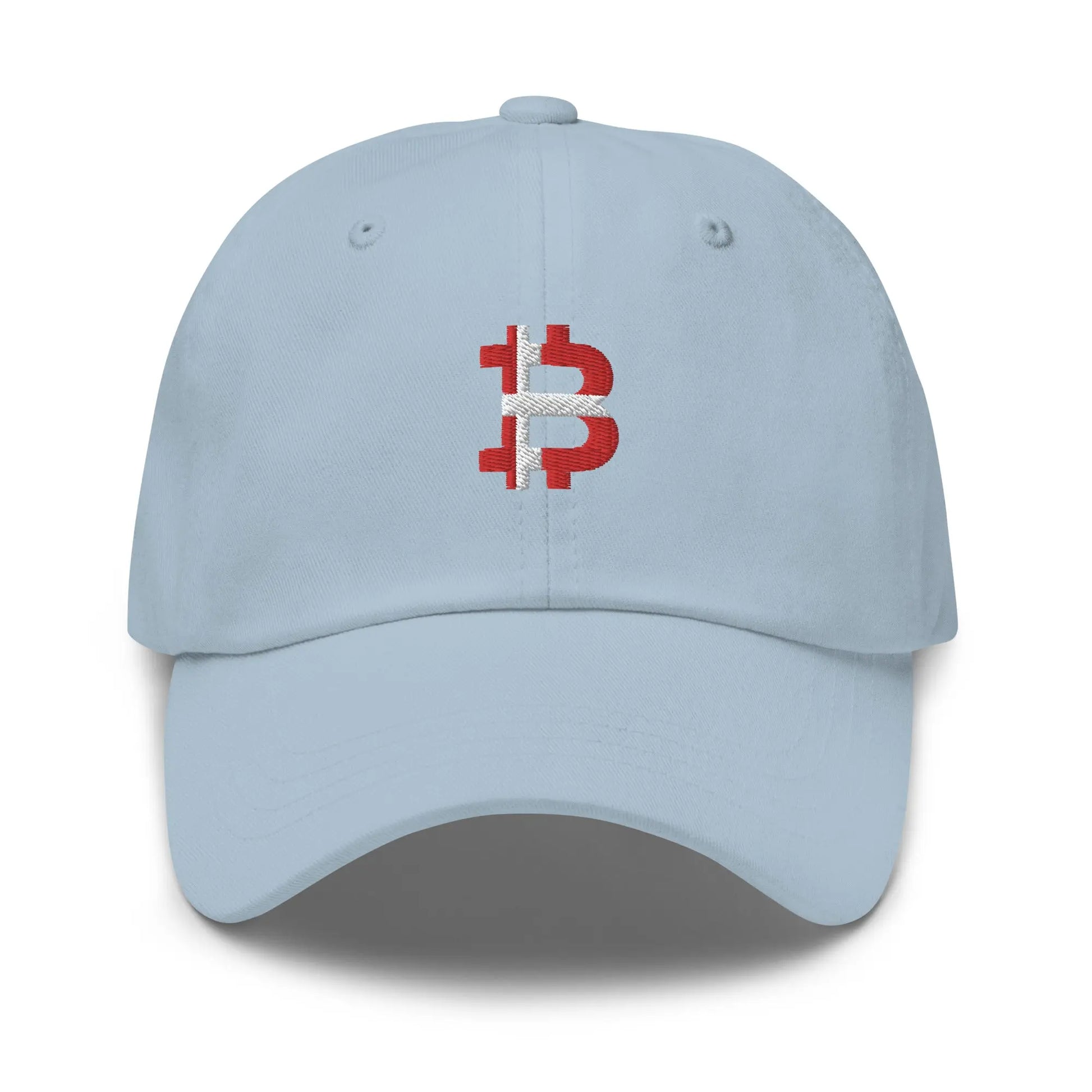 bitcoin hat - danish flag bitcoin - front view - blue