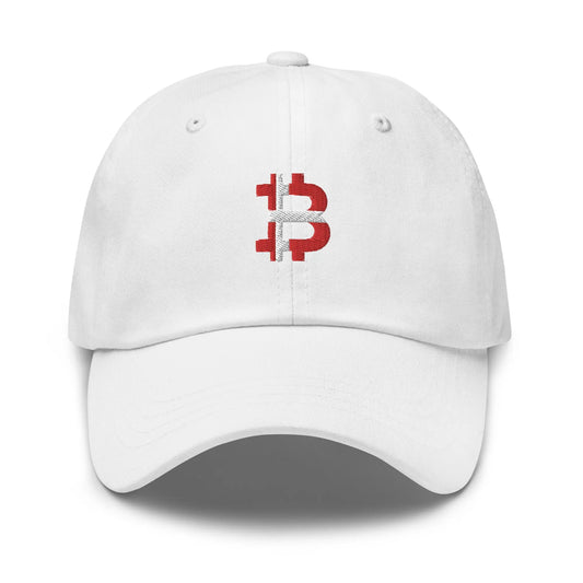 bitcoin hat - danish flag bitcoin - front view - white