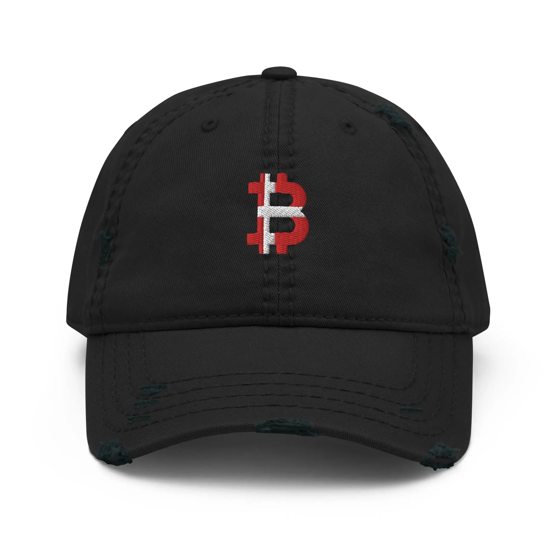 bitcoin hat - danish flag bitcoin symbol - front embroidery - black