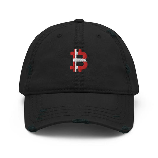 bitcoin hat - danish flag bitcoin symbol - front embroidery - black