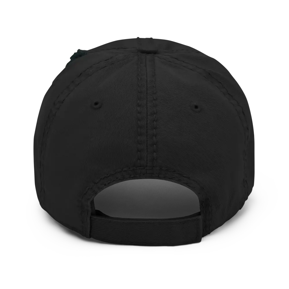bitcoin hat - distressed strap closure - back view - black