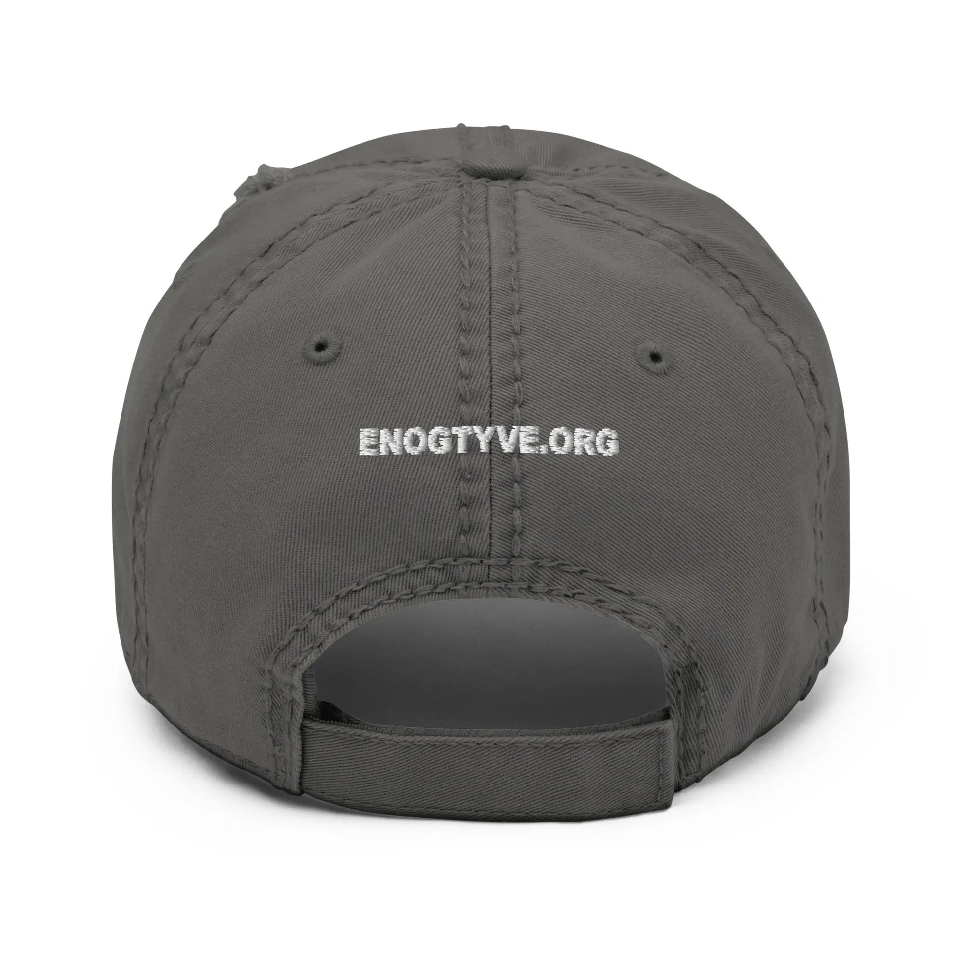 bitcoin hat - distressed strap closure - back view - grey