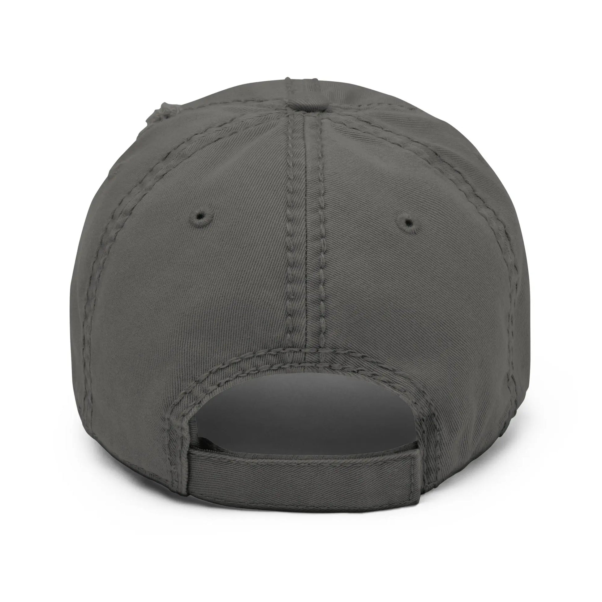 bitcoin hat - distressed strap closure - back view - grey