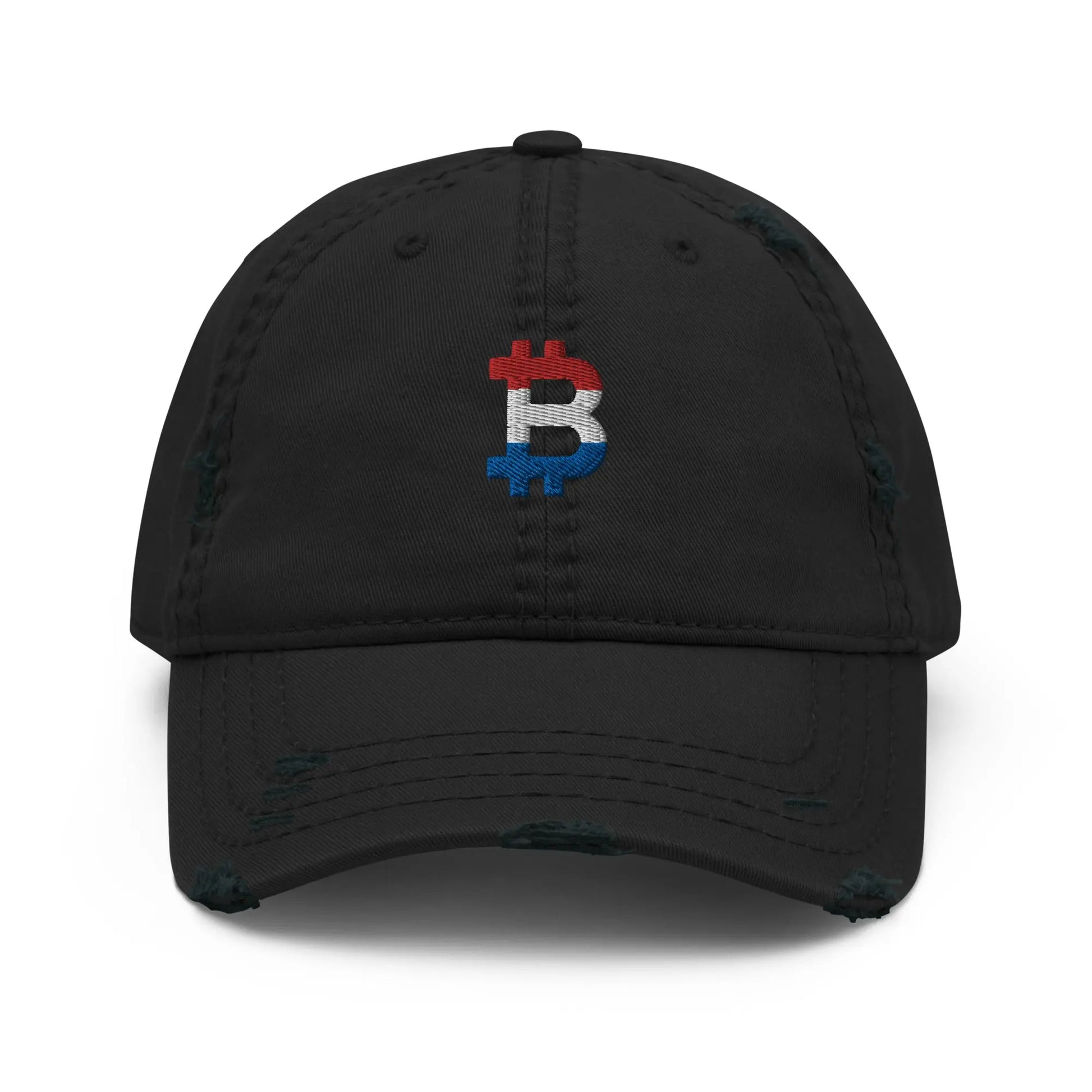 bitcoin hat - dutch bitcoin flag embroidery - front view - black