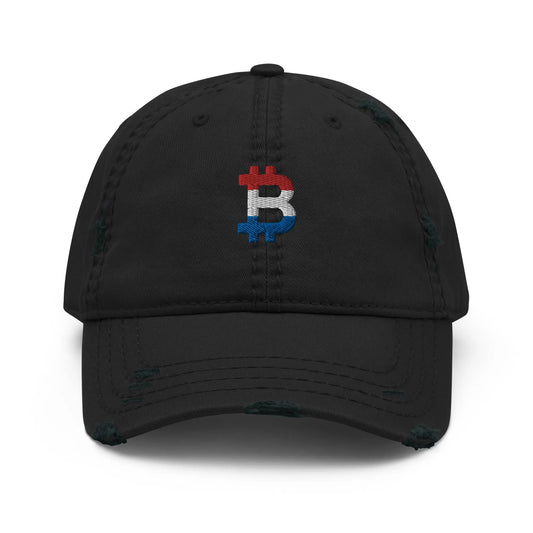 bitcoin hat - dutch bitcoin flag embroidery - front view - black