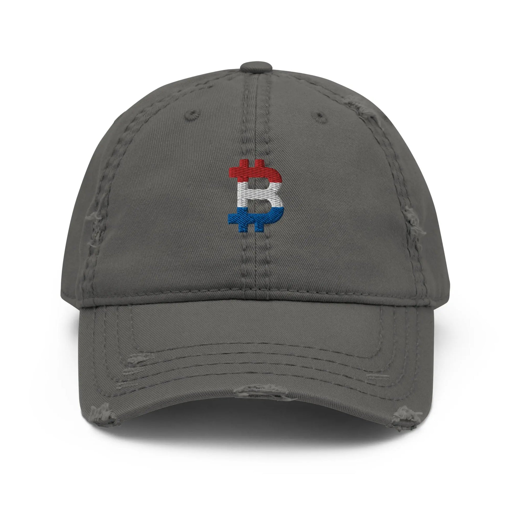 bitcoin hat - dutch bitcoin flag embroidery - front view - grey