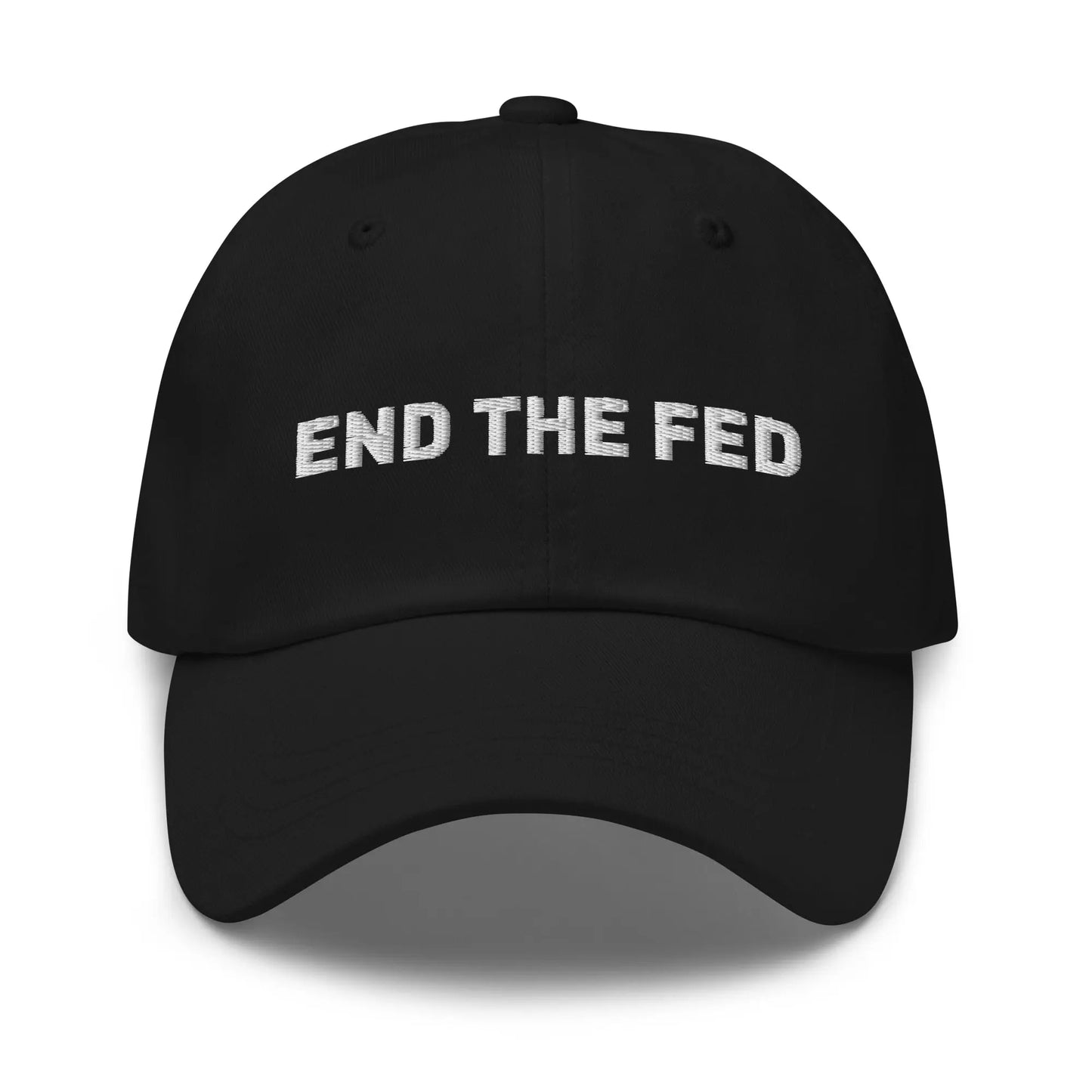 bitcoin hat - end the fed - front embroidery text - black