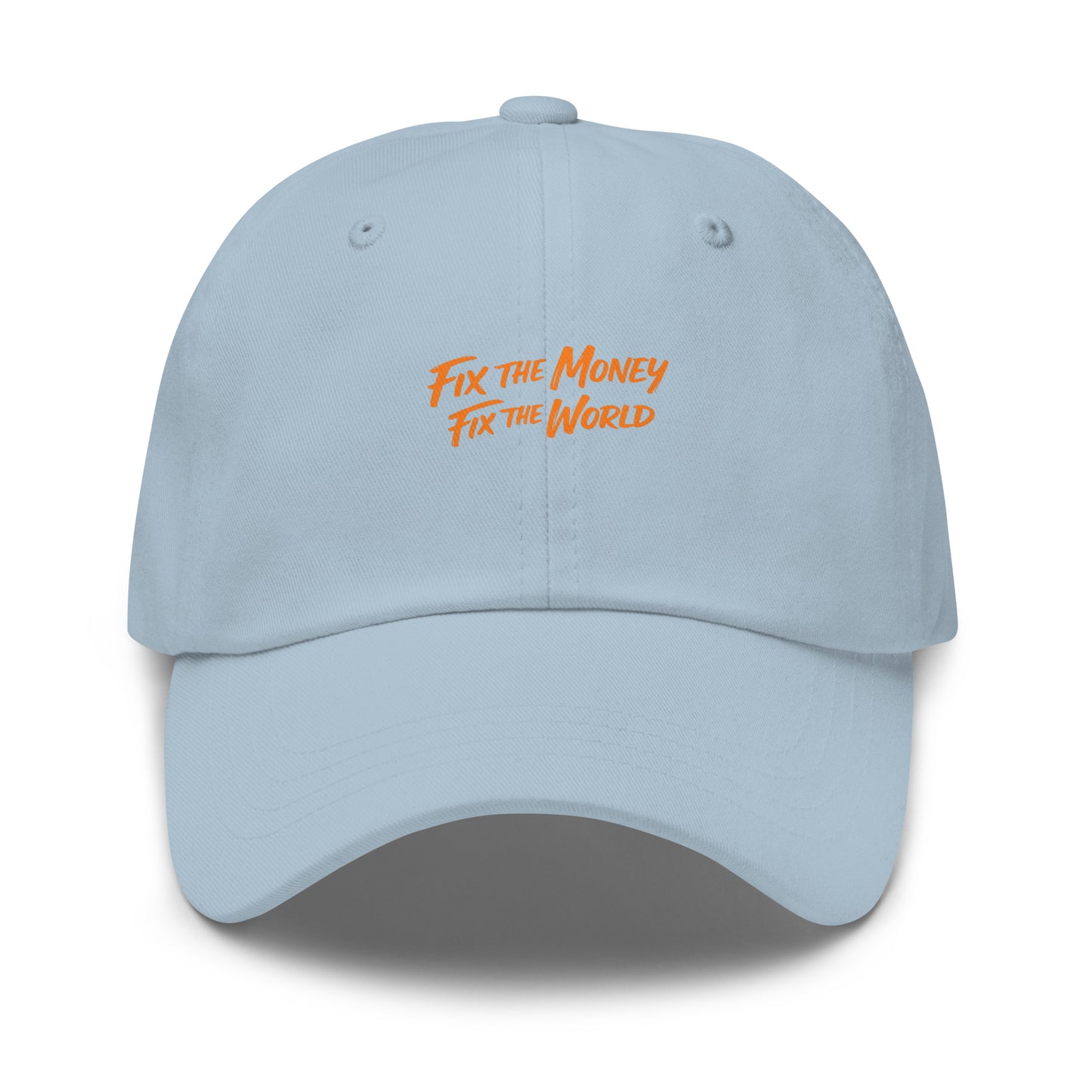 bitcoin hat - fix the money - front view - blue