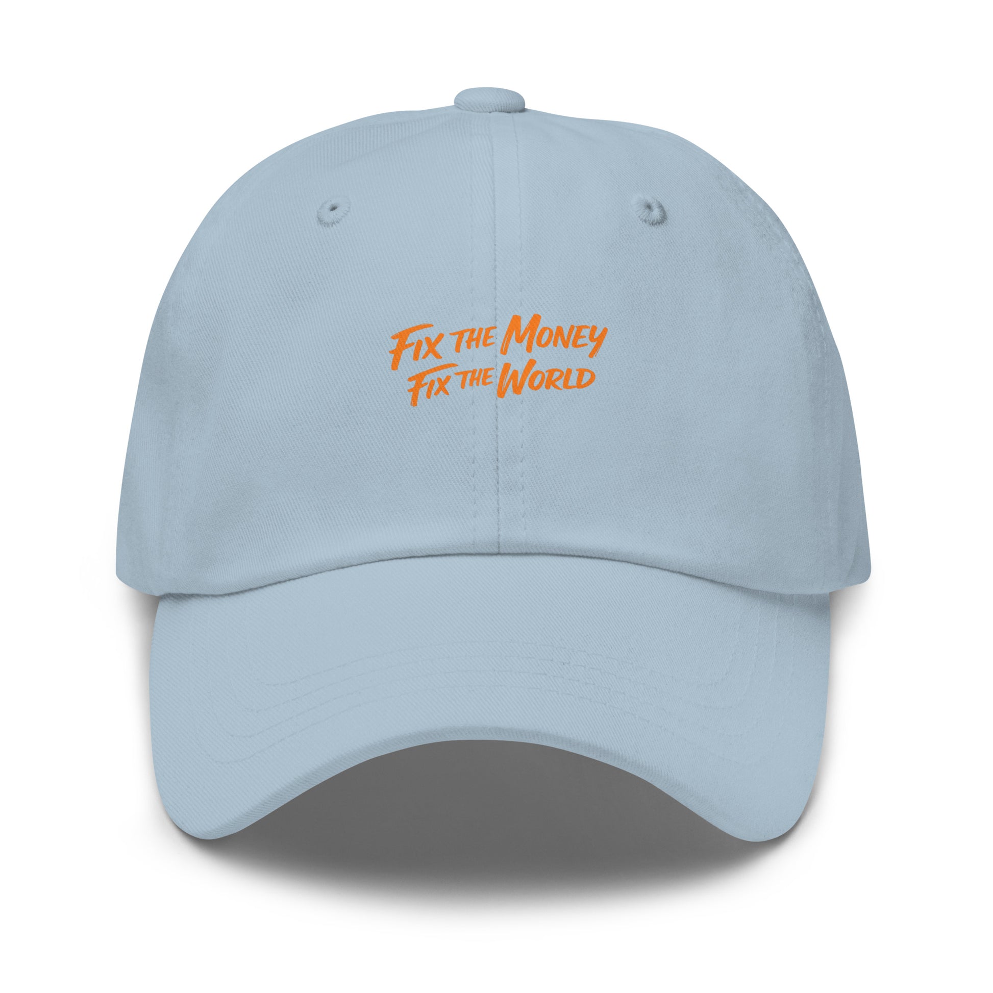bitcoin hat - fix the money - front view - blue