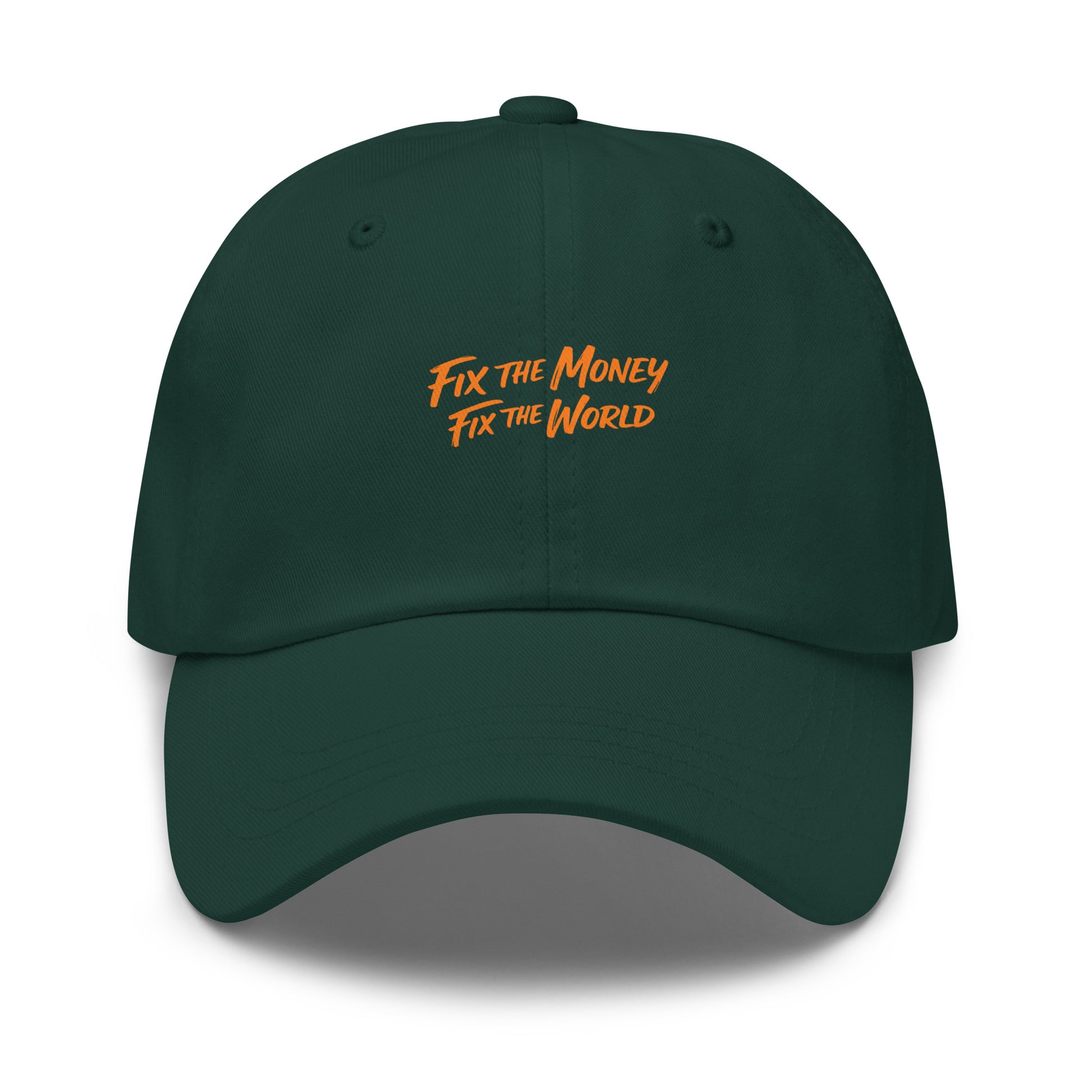 bitcoin hat - fix the money - front view - green