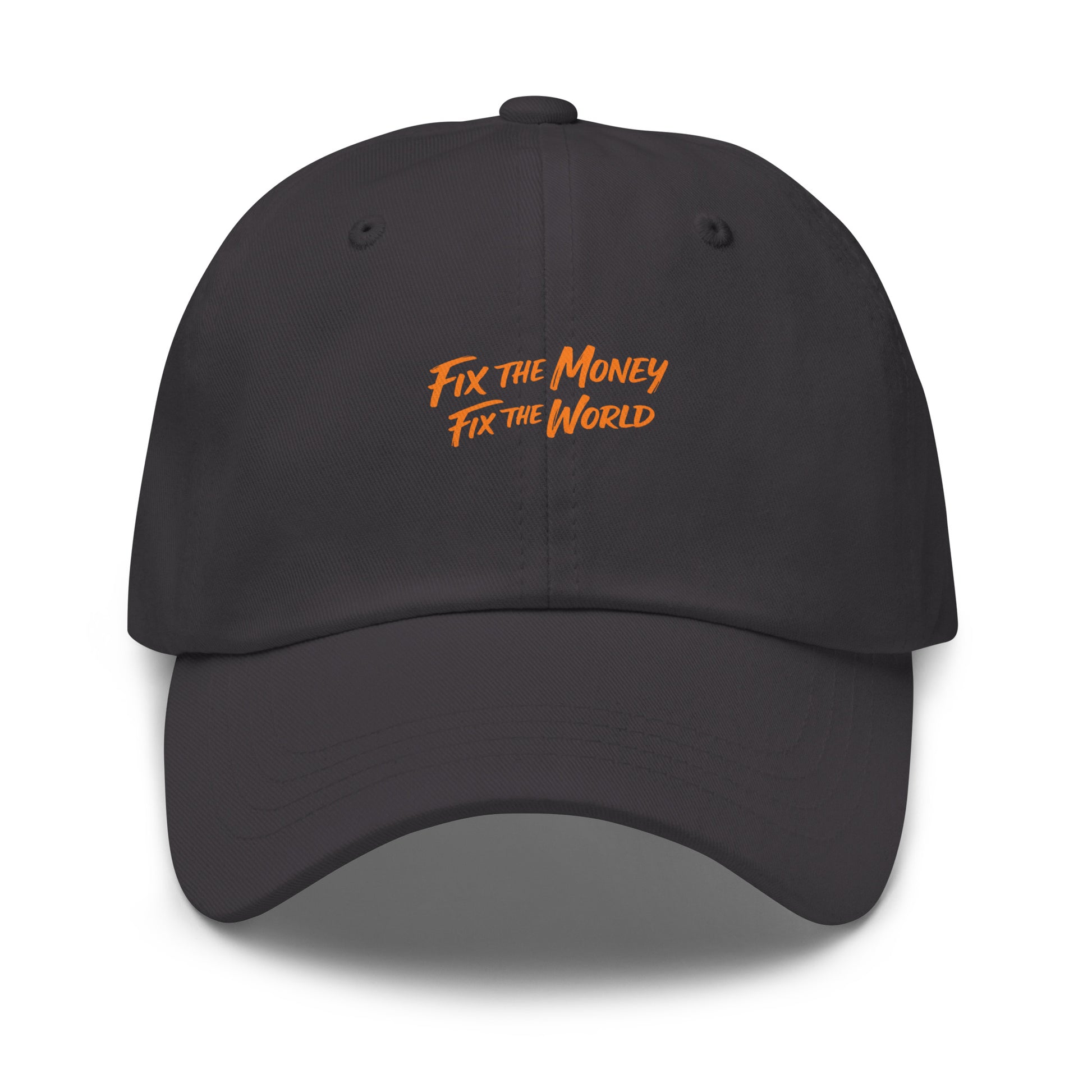 bitcoin hat - fix the money - front view - grey