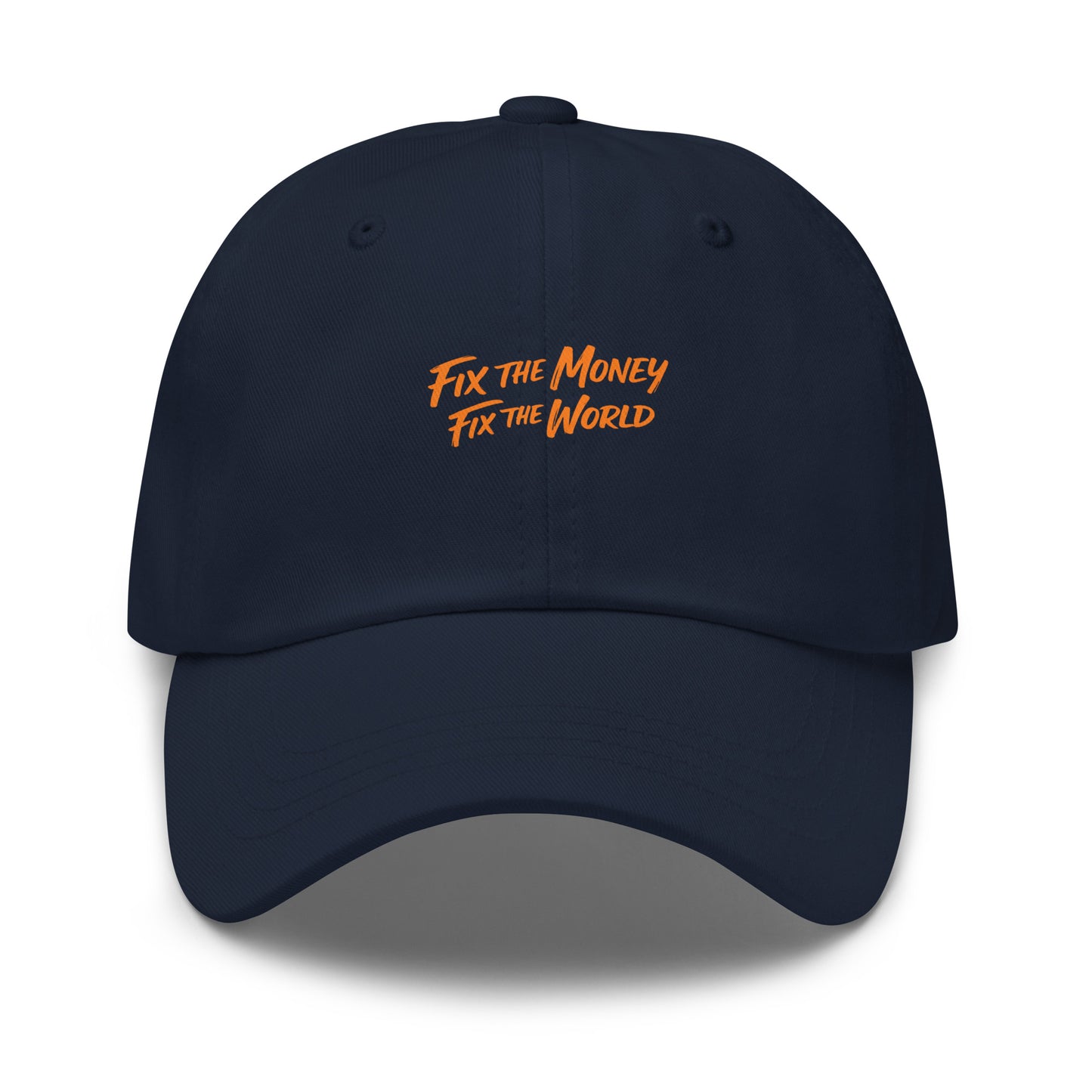 bitcoin hat - fix the money - front view - navy