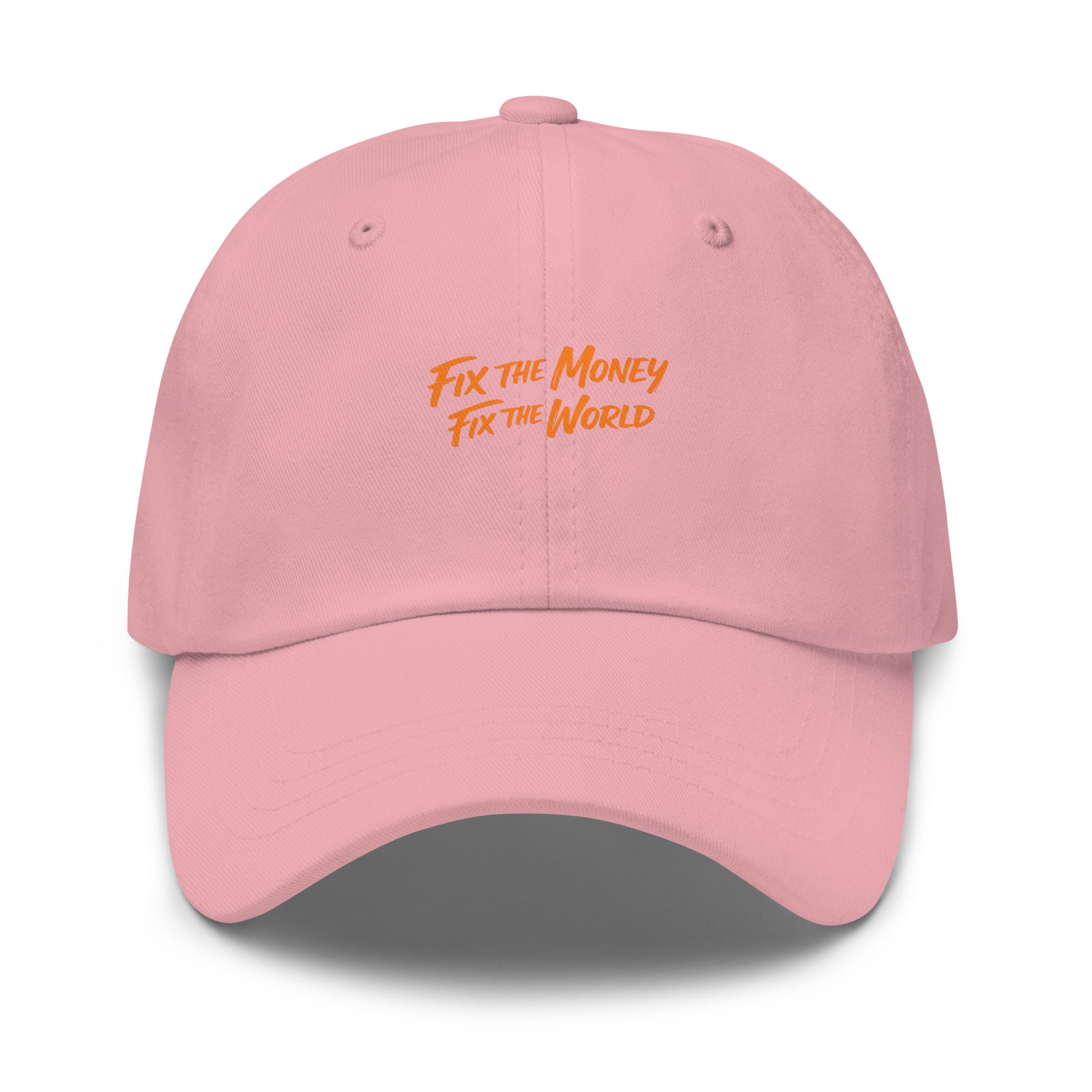 bitcoin hat - fix the money - front view - pink