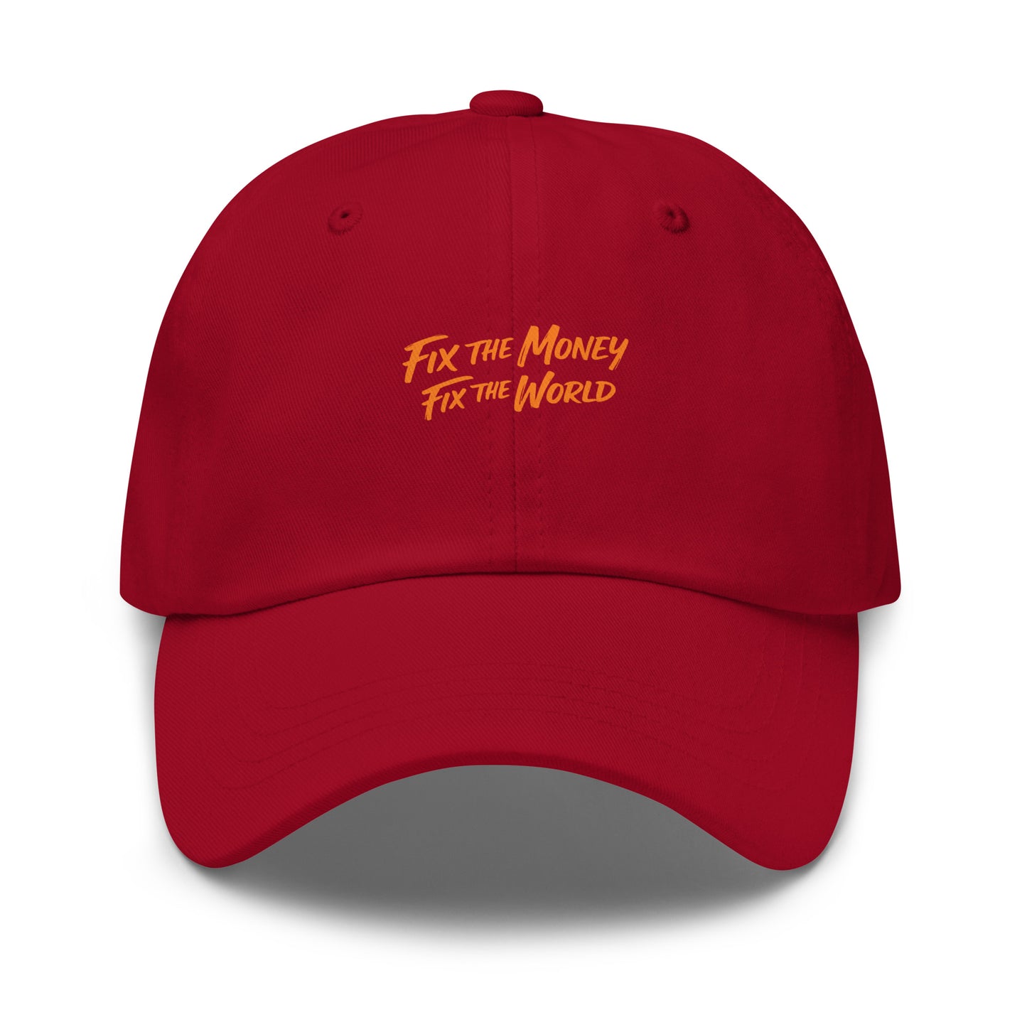 bitcoin hat - fix the money - front view - red