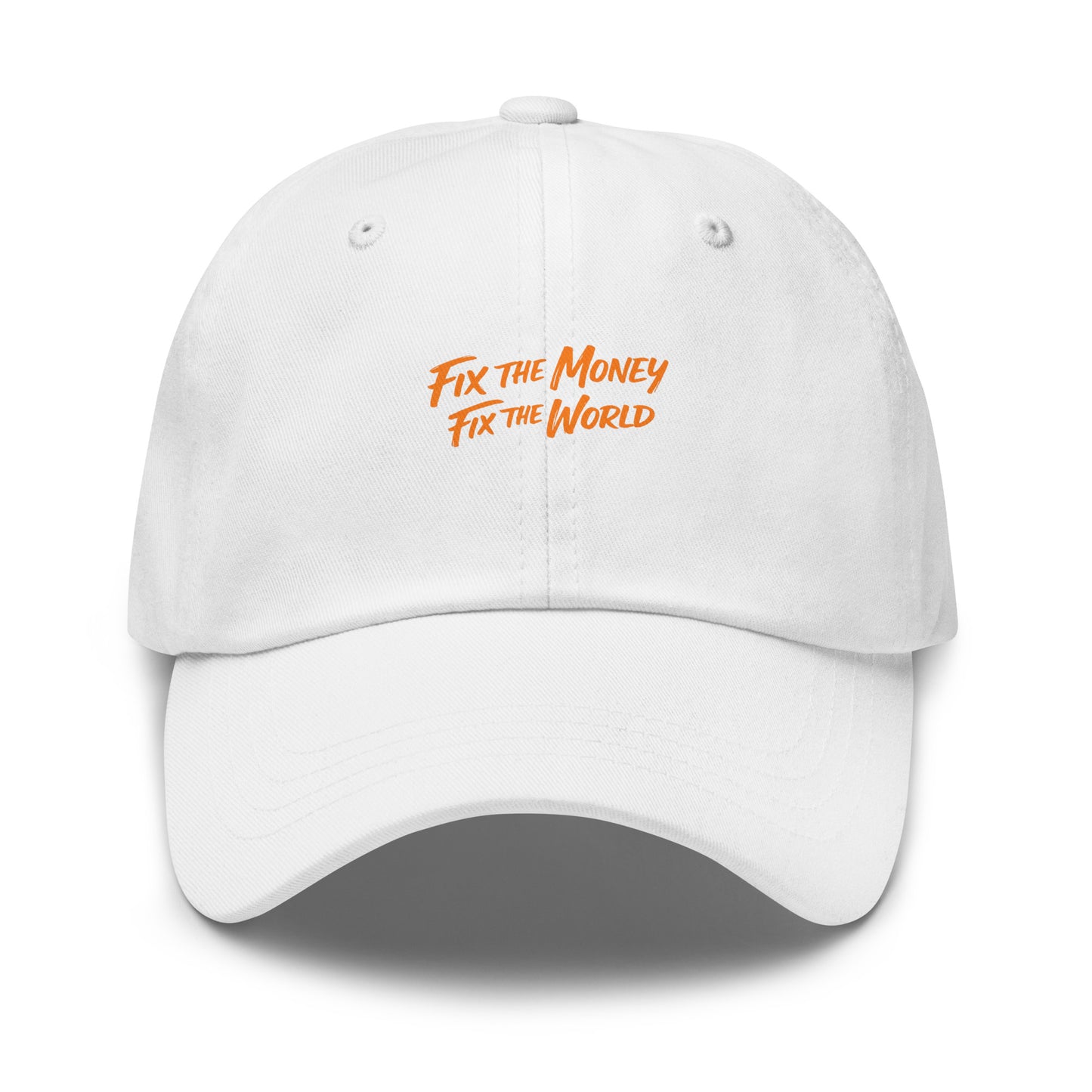 bitcoin hat - fix the money - front view - white