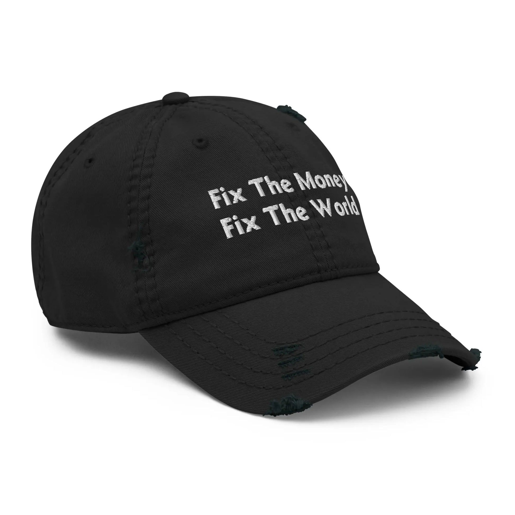 bitcoin hat - fix the money stitching detail - black