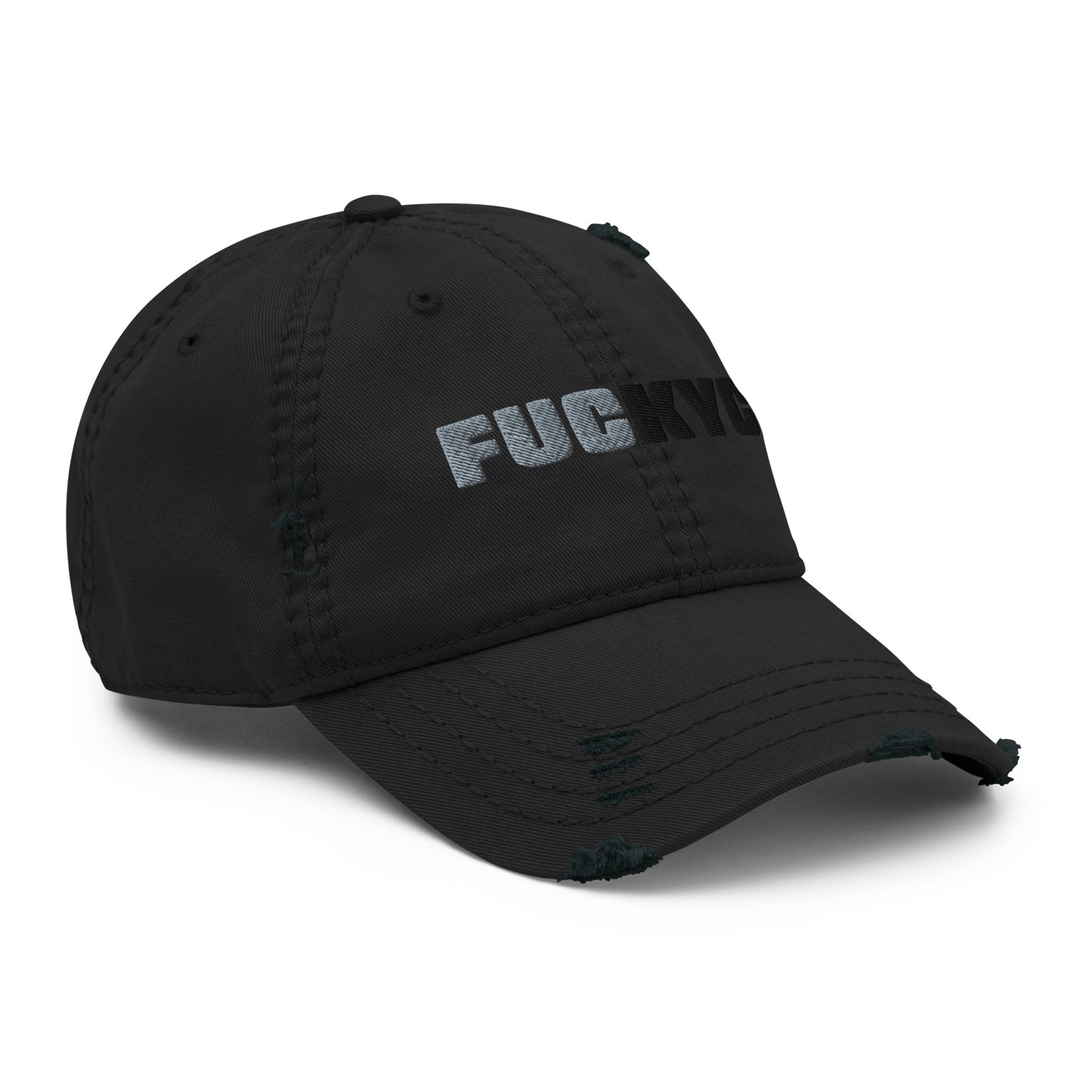 bitcoin hat - fuckyc text design - angled view - black