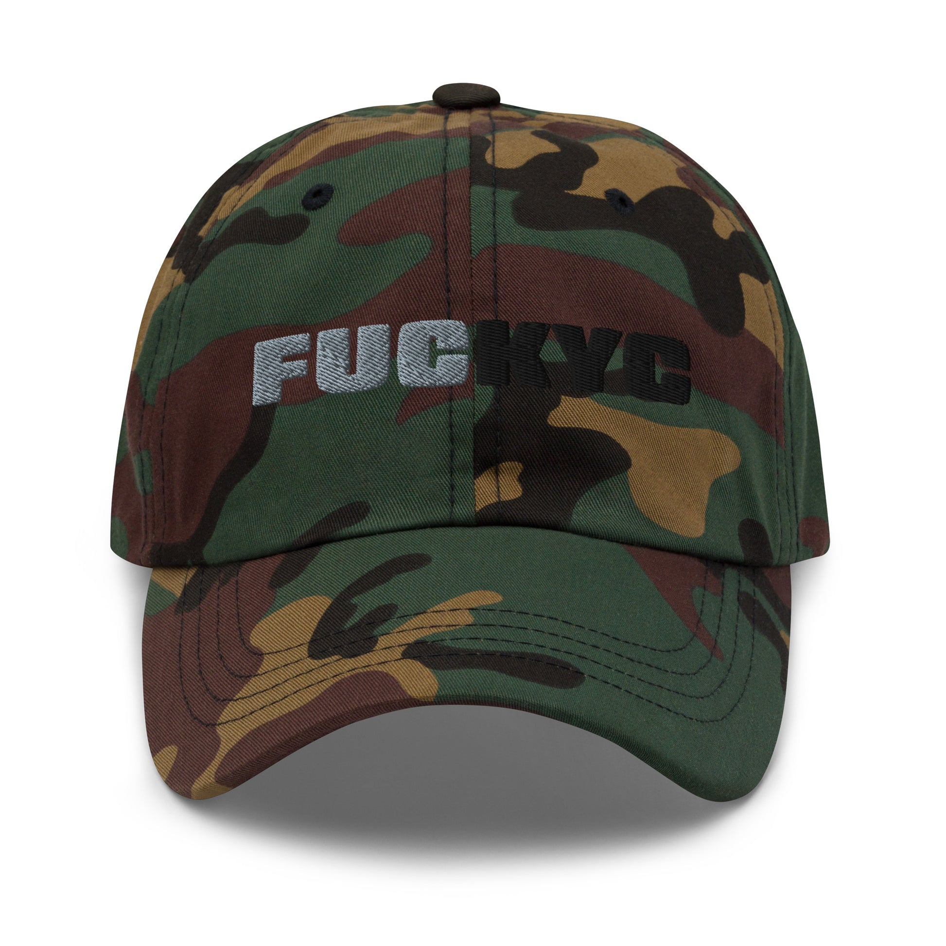 bitcoin hat - fuckyc - front view - camo