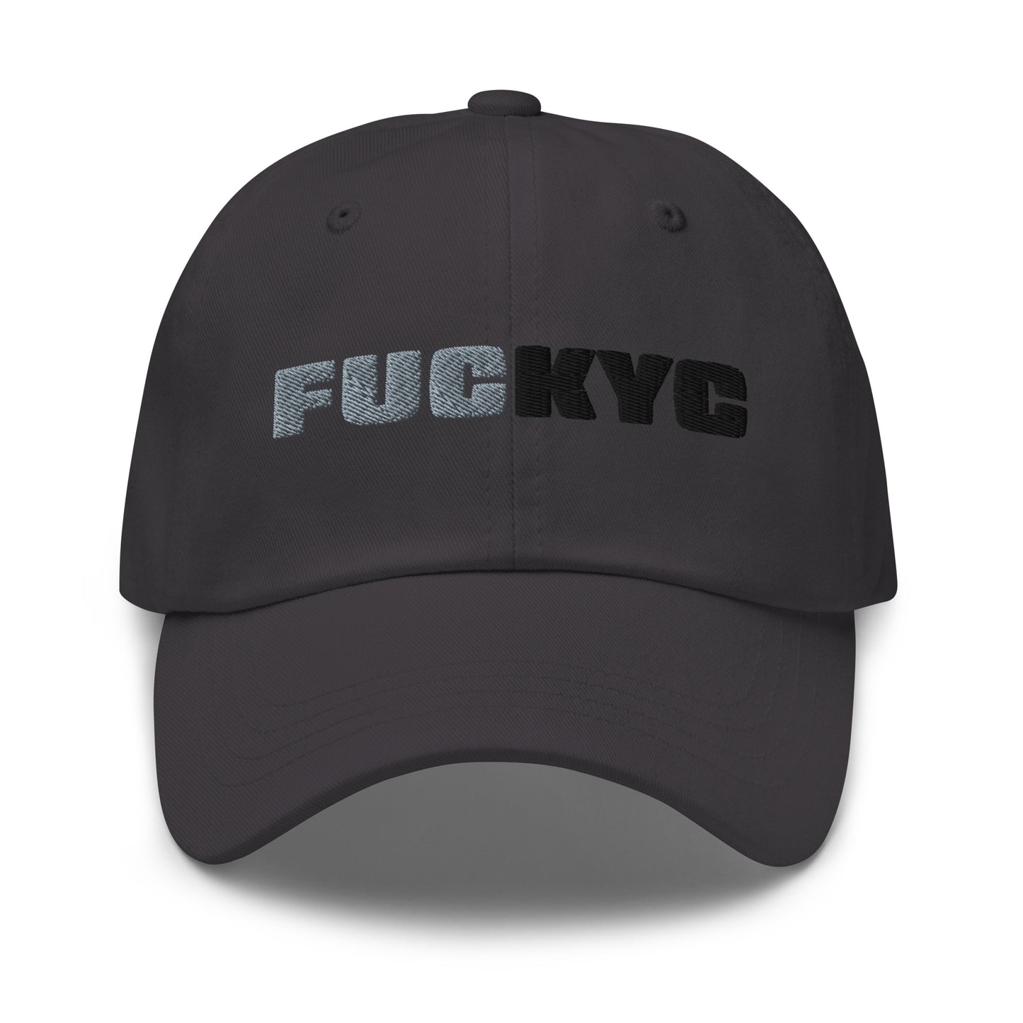 bitcoin hat - fuckyc - front view - grey