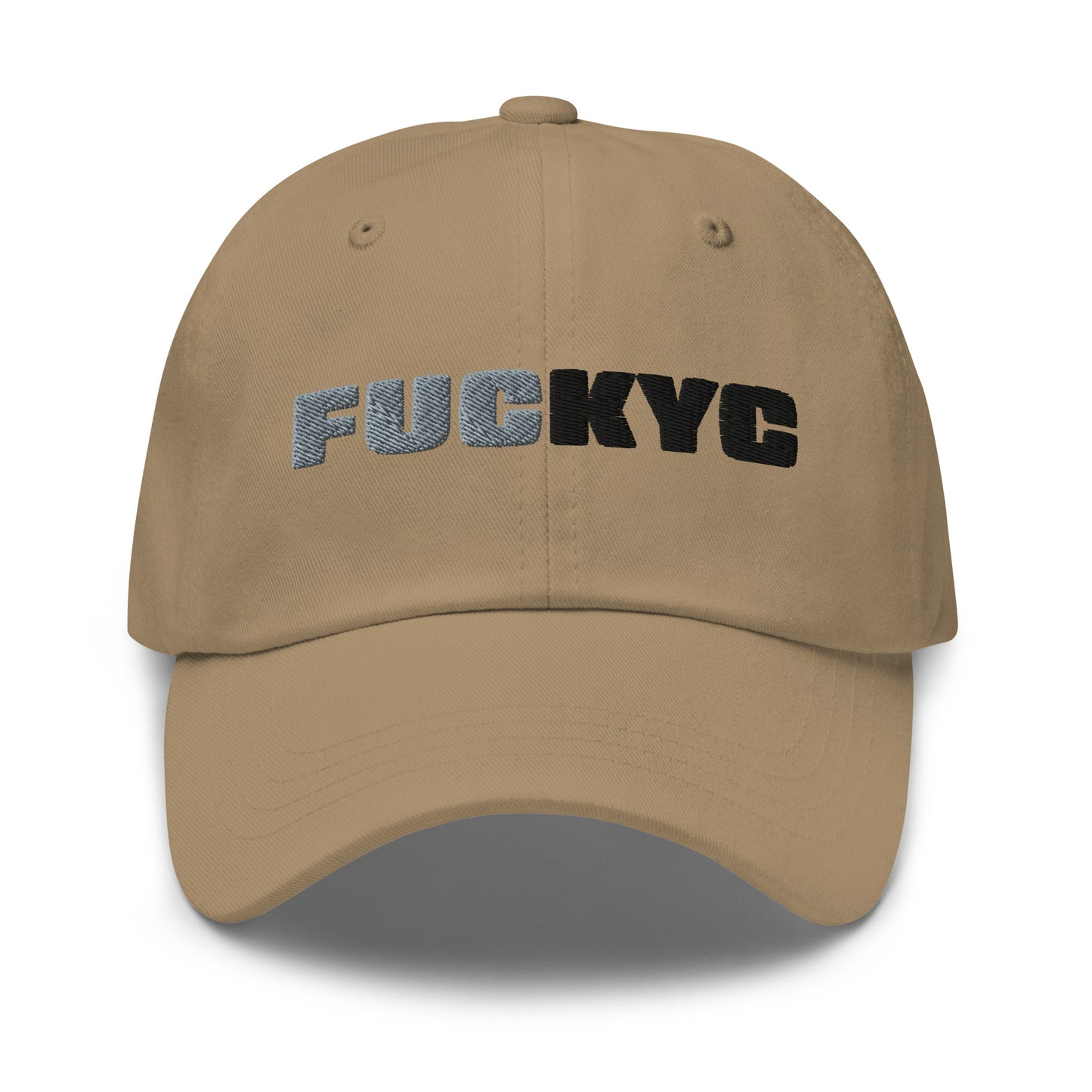 bitcoin hat - fuckyc - front view - khaki