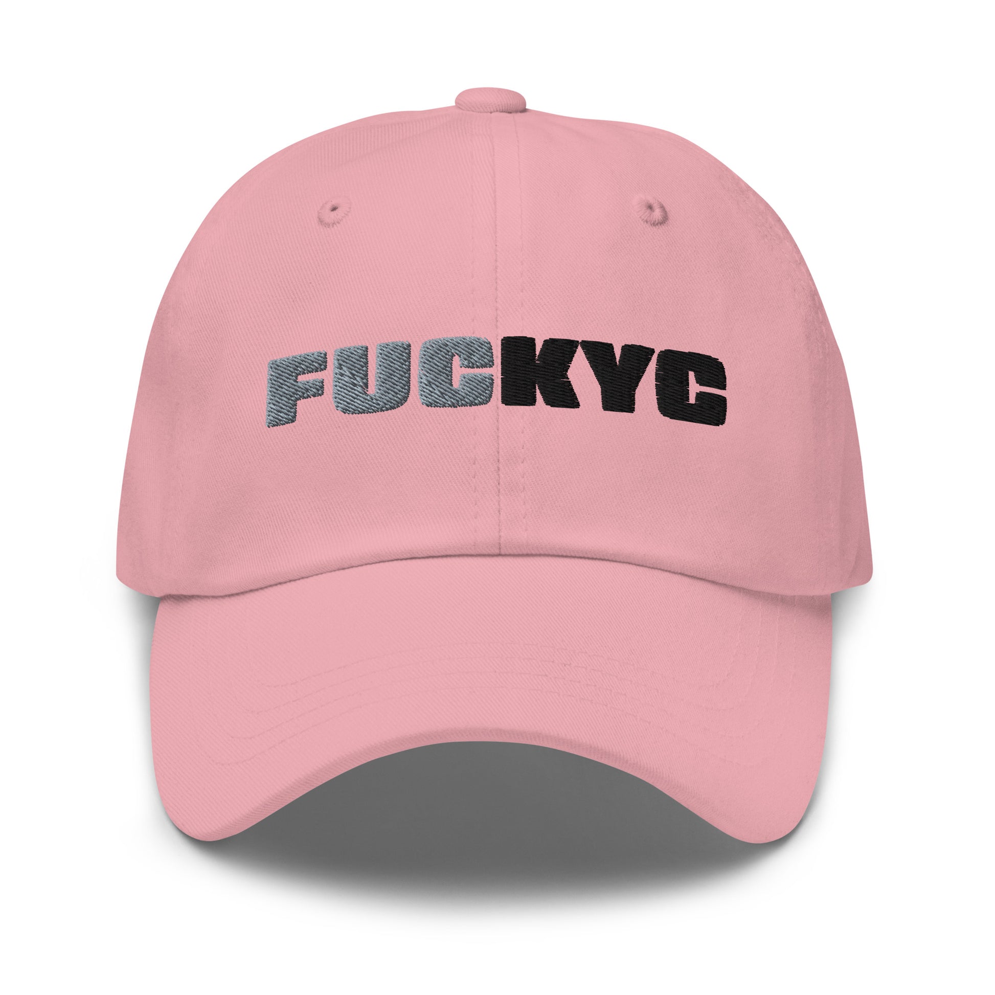 bitcoin hat - fuckyc - front view - pink
