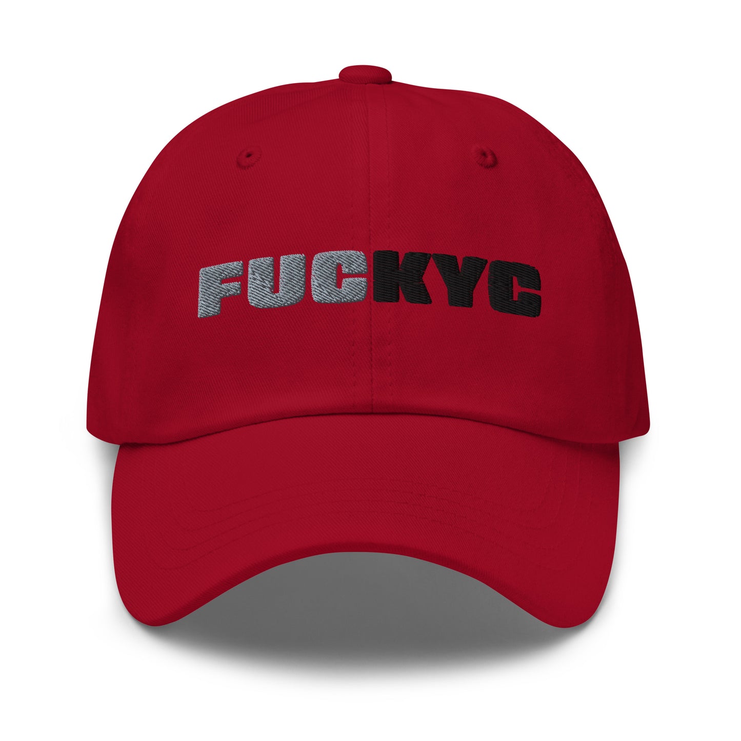 bitcoin hat - fuckyc - front view - red