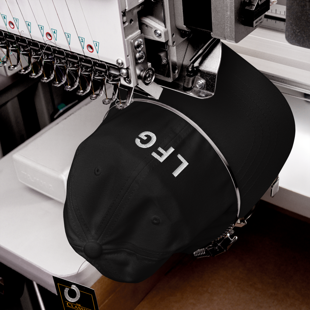 bitcoin hat - lfg - close-up embroidery - black