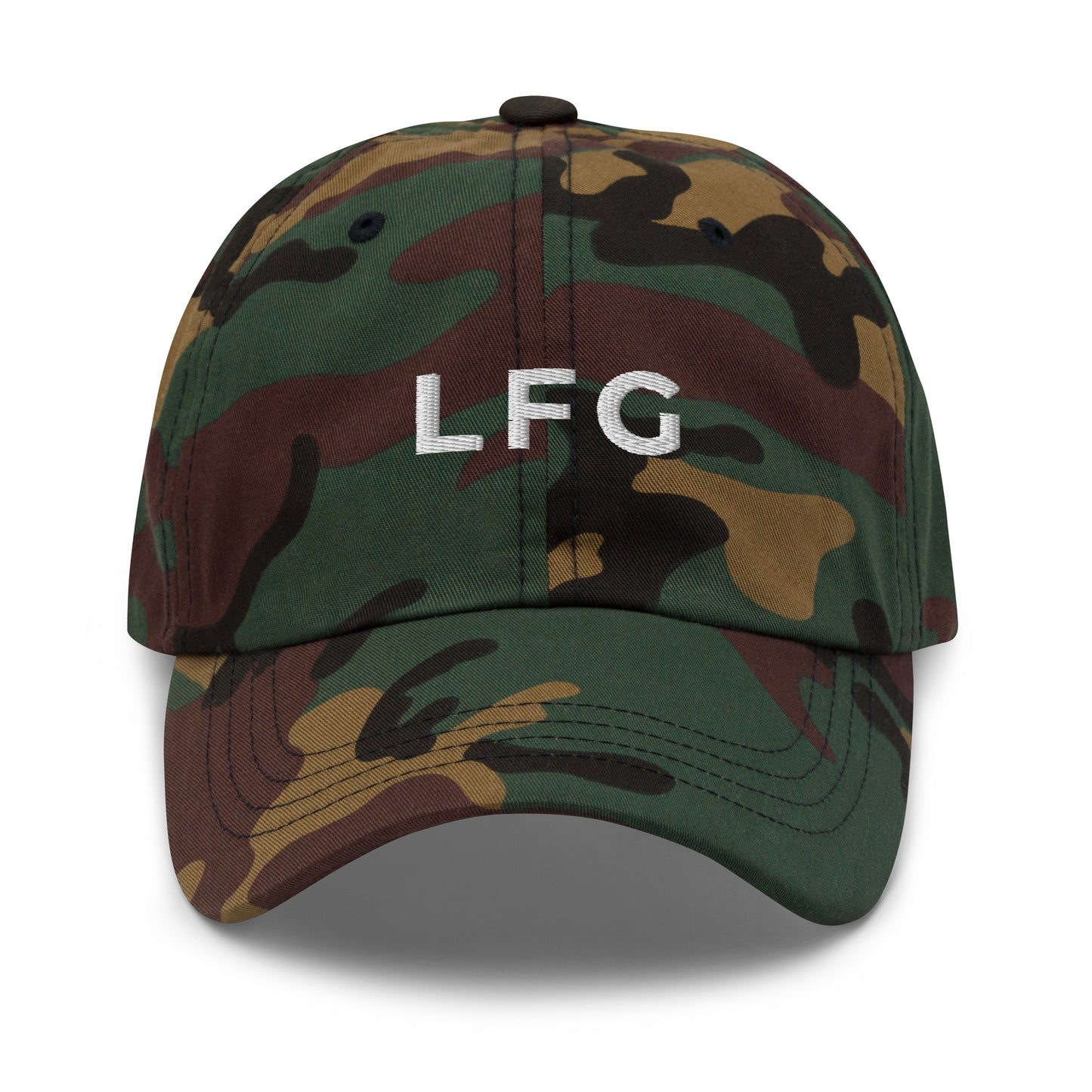 bitcoin hat - lfg - front view - camo