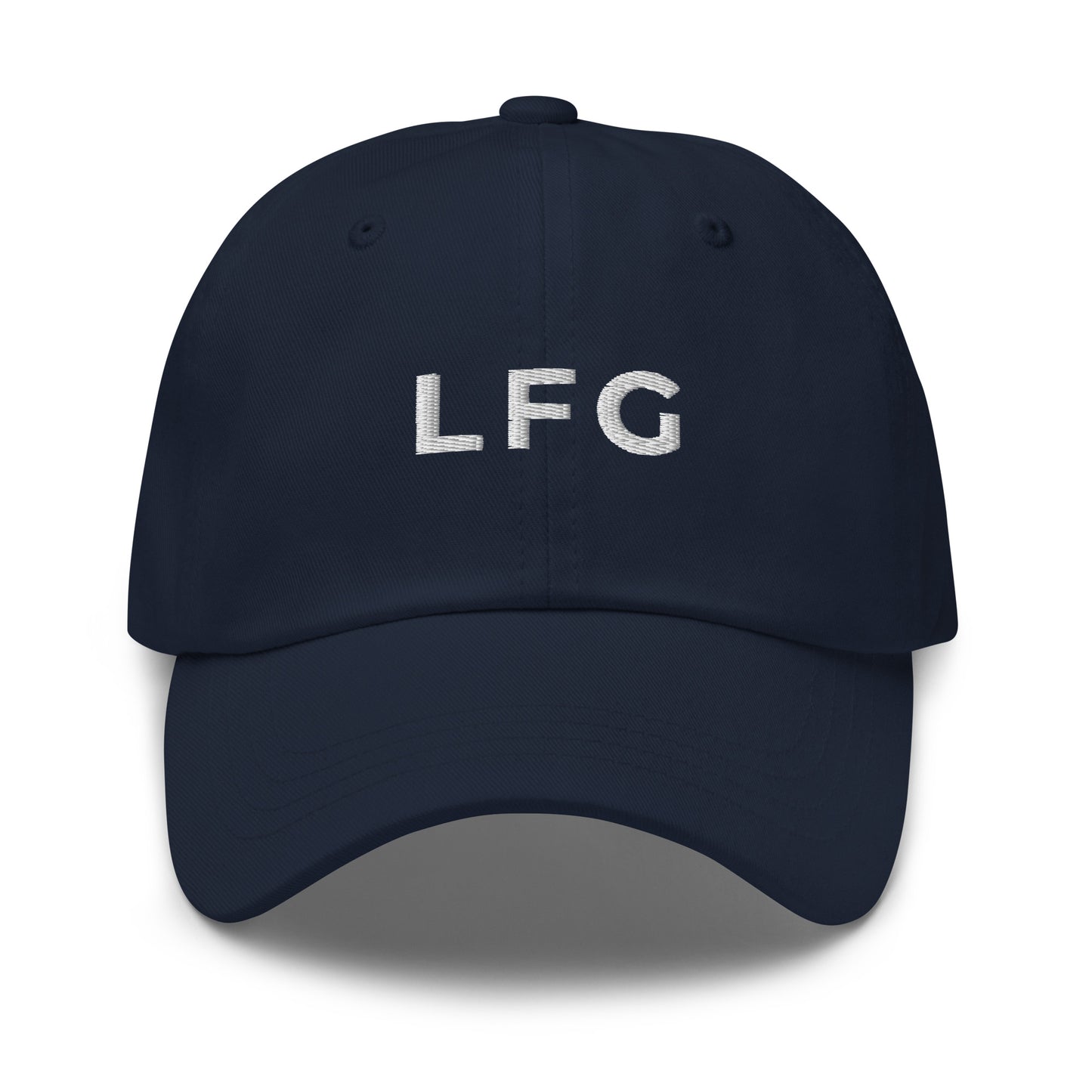 bitcoin hat - lfg - front view - navy blue