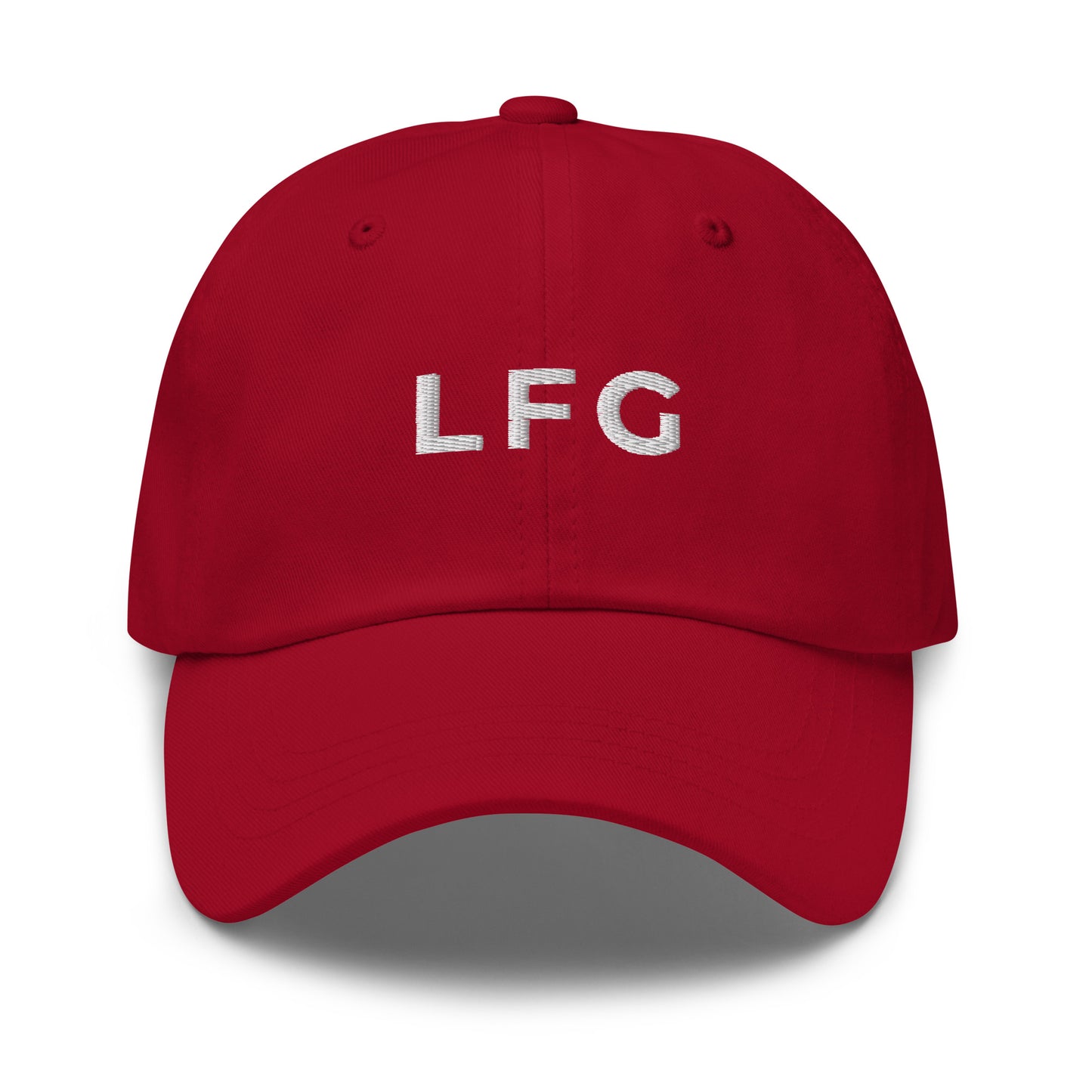 bitcoin hat - lfg - front view - red