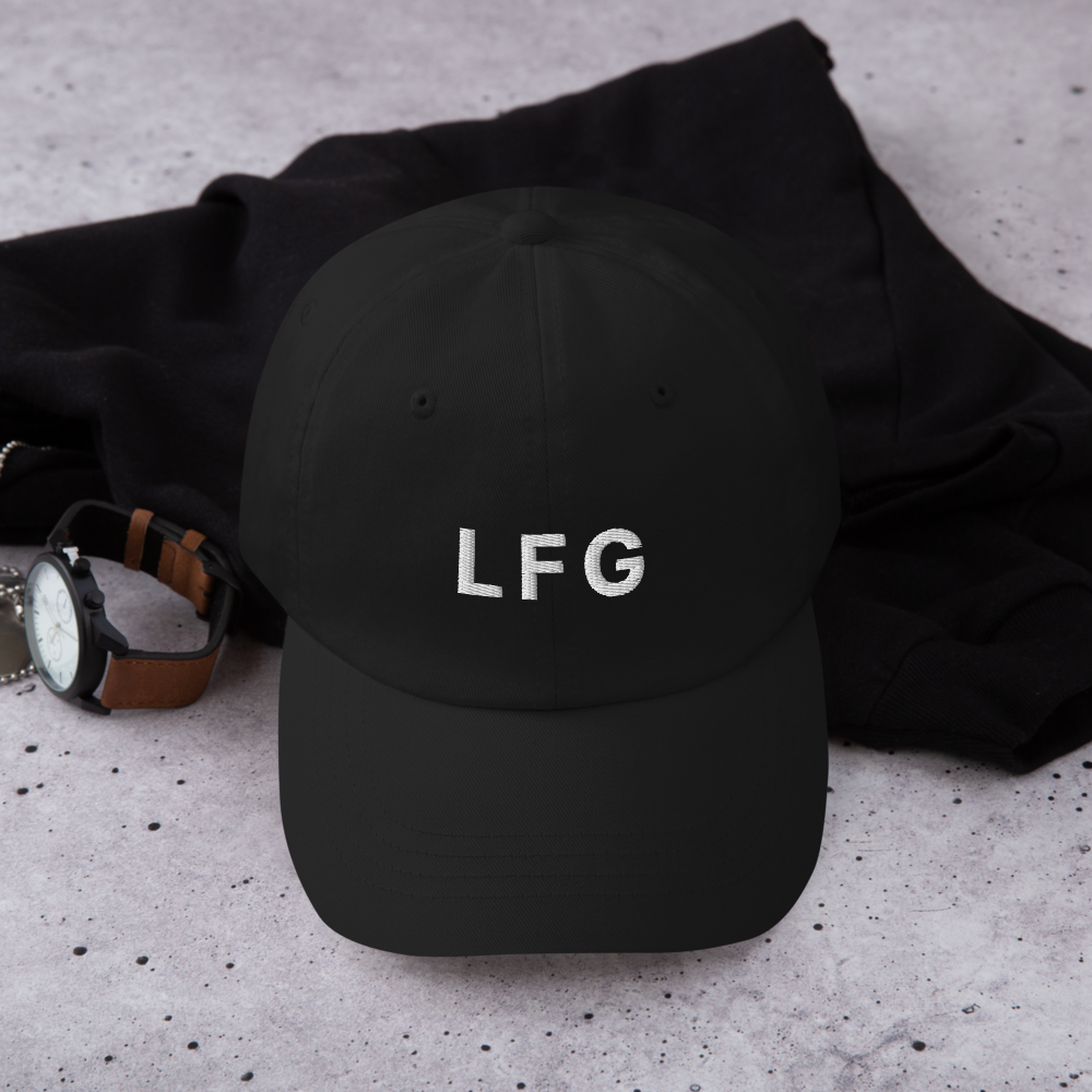 bitcoin hat - lfg - lifestyle casual outfit - black