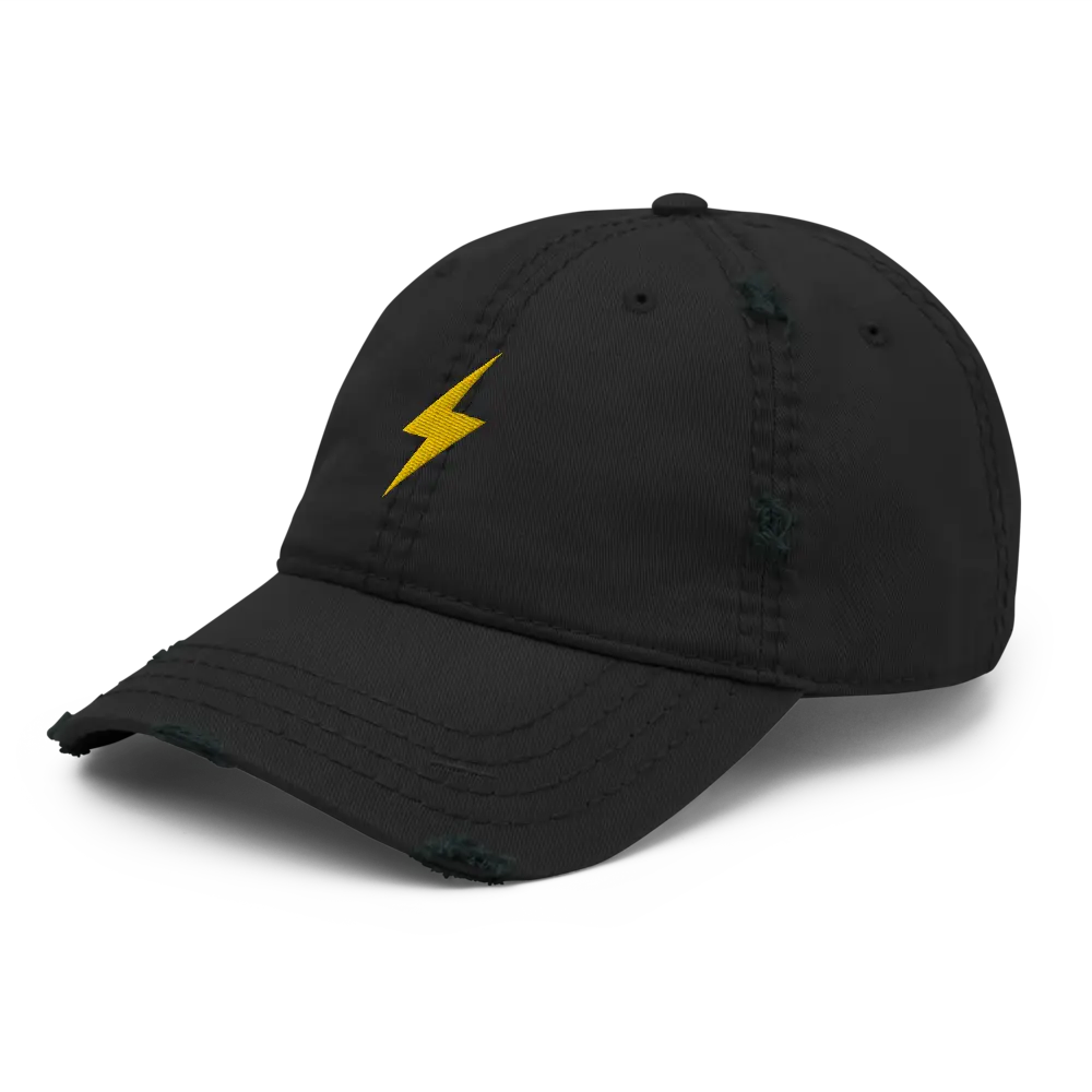 bitcoin hat - lightning embroidery stitching detail - black