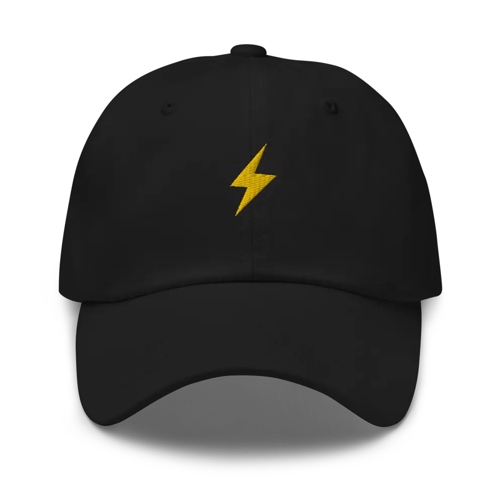 bitcoin hat - lightning symbol front sats back - front view - black
