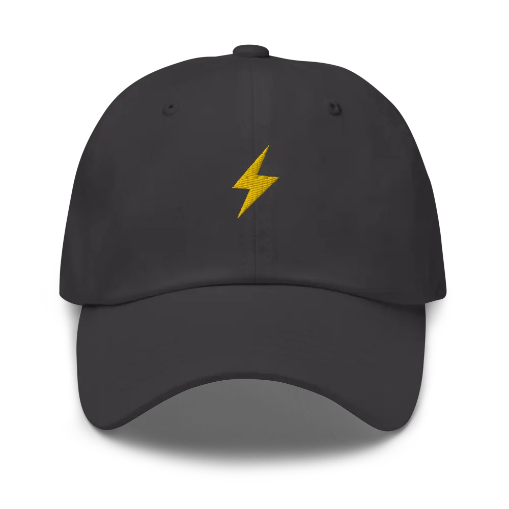 bitcoin hat - lightning symbol front sats back - front view - dark grey