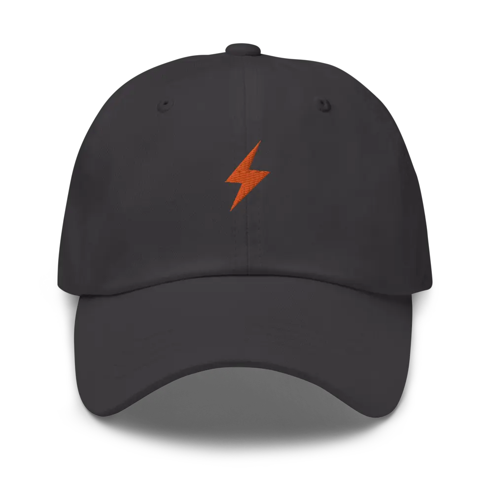 bitcoin hat - lightning & sats - front embroidery view - grey