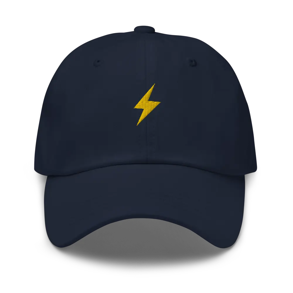bitcoin hat - lightning symbol front sats back - front view - navy