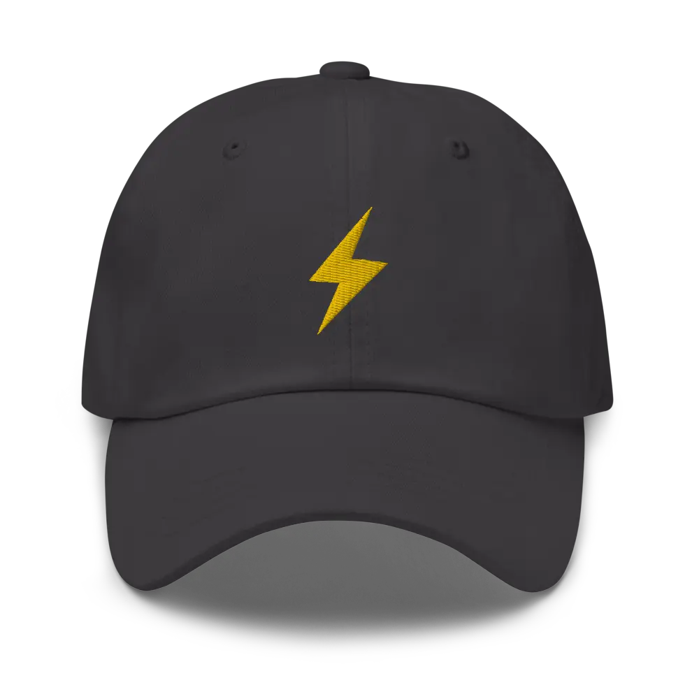 bitcoin hat - lightning symbol - gold embroidery front - grey