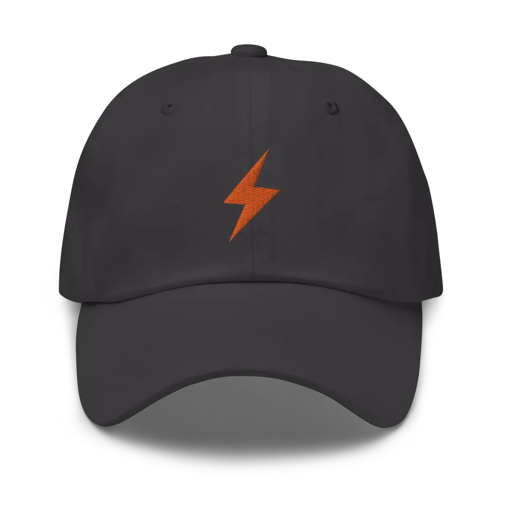 bitcoin hat - lightning symbol - orange embroidery front - grey