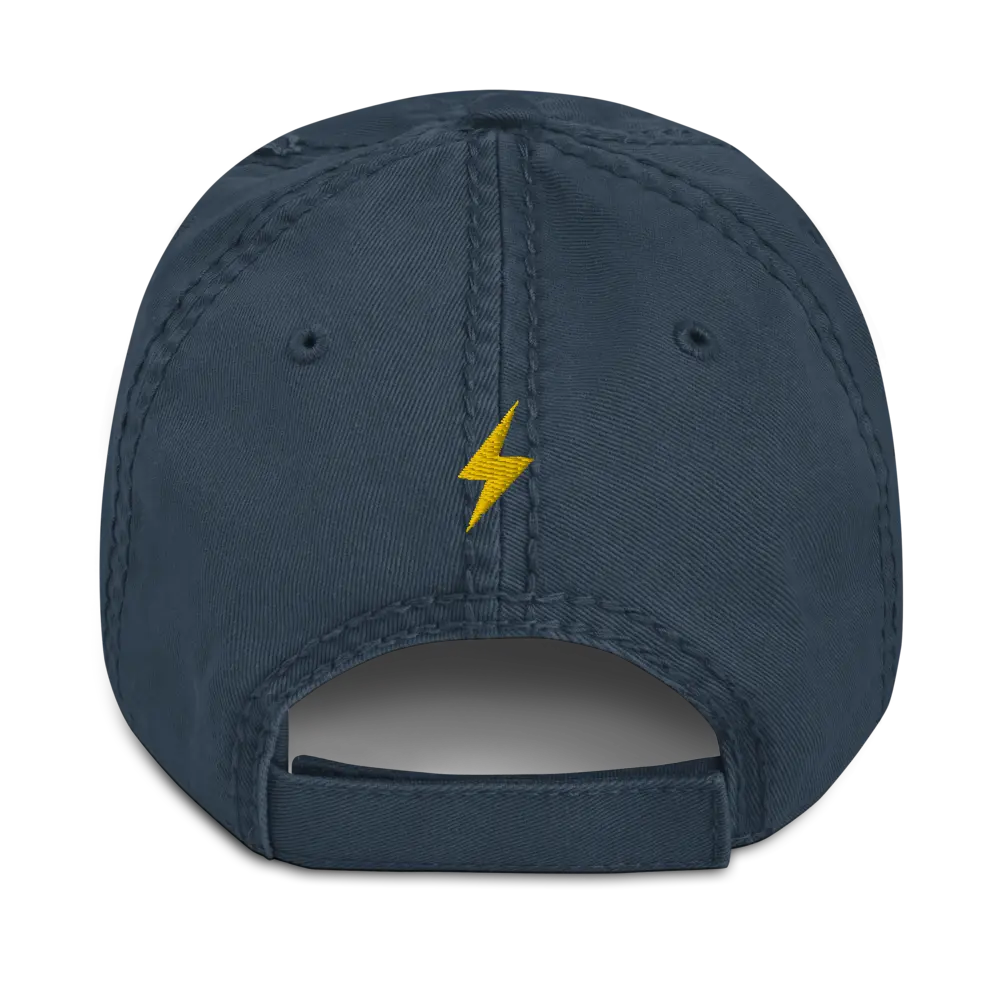 bitcoin hat - lightning symbol back gold detail - navy