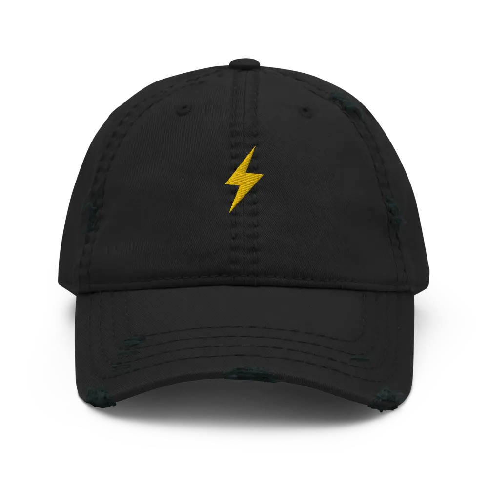 bitcoin hat - lightning symbol front gold embroidery - black