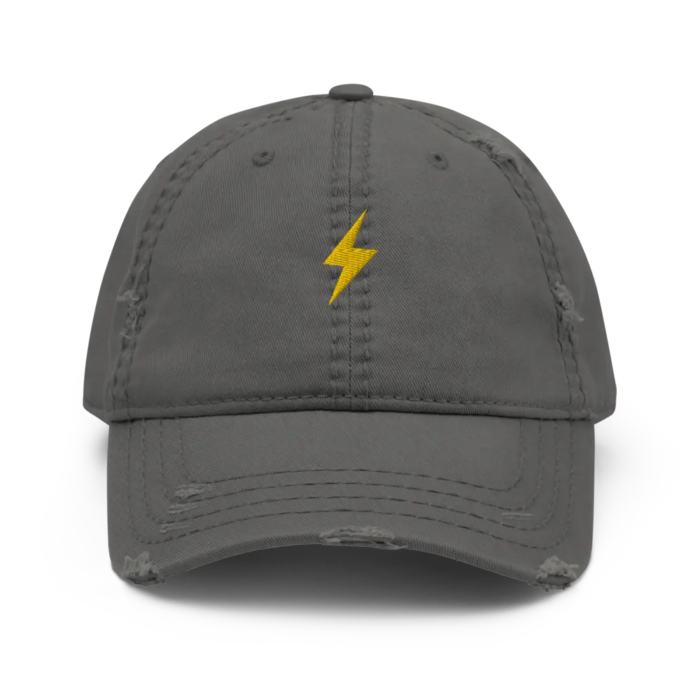 bitcoin hat - lightning symbol front gold embroidery - grey