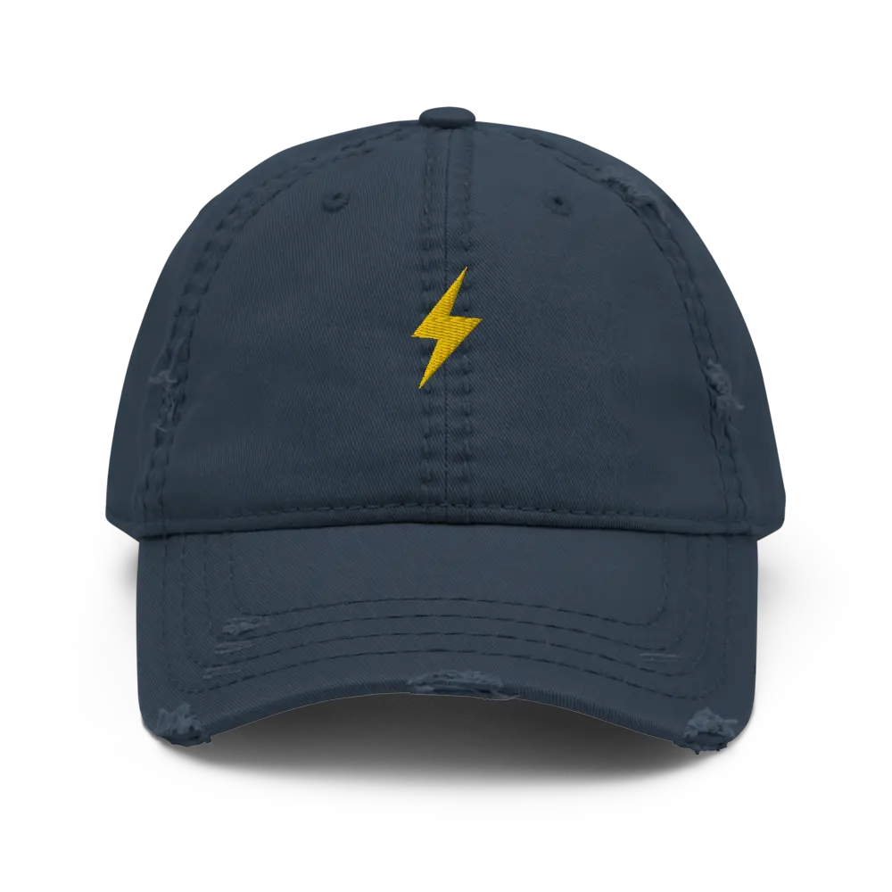 bitcoin hat - lightning symbol front gold embroidery - navy