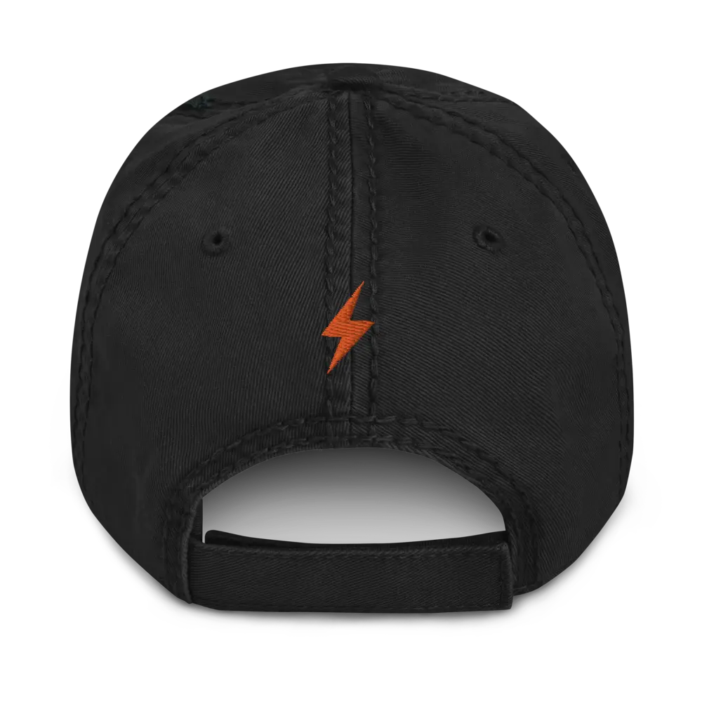 bitcoin hat - lightning symbol back orange detail - black