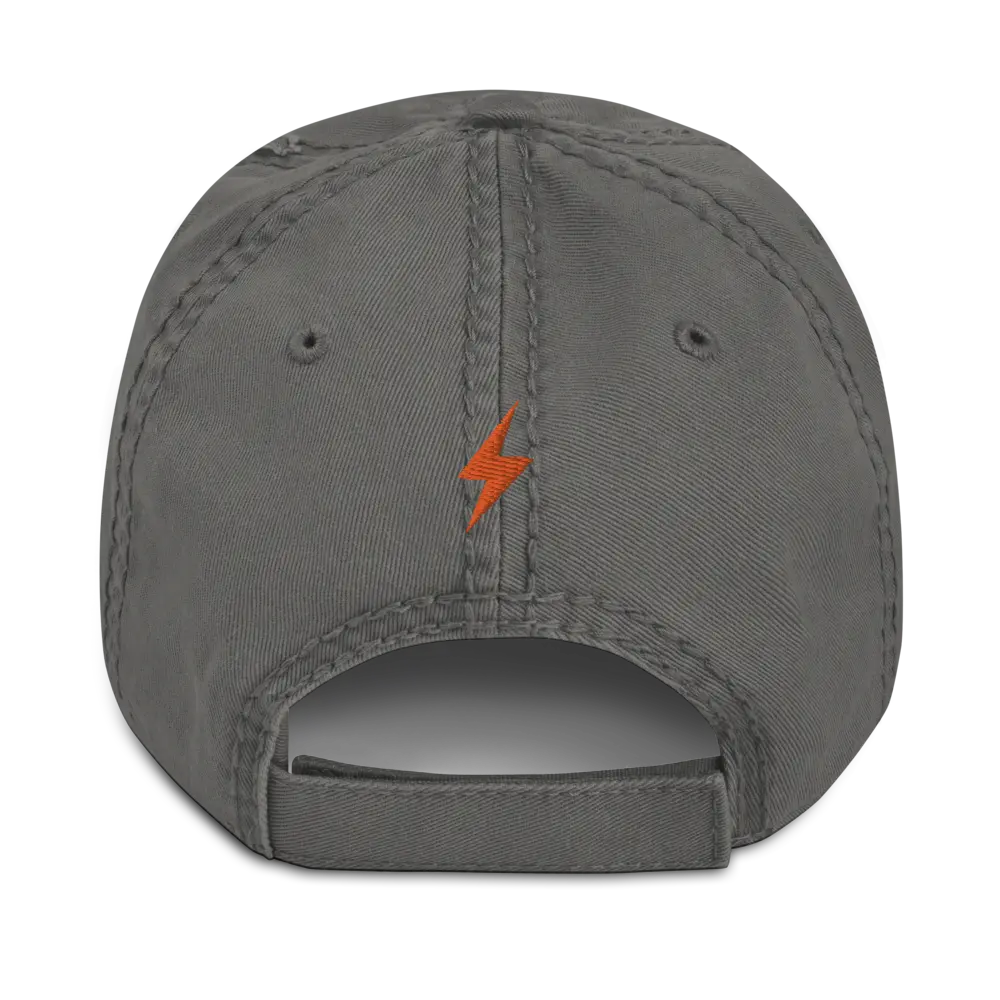 bitcoin hat - lightning symbol back orange detail - grey