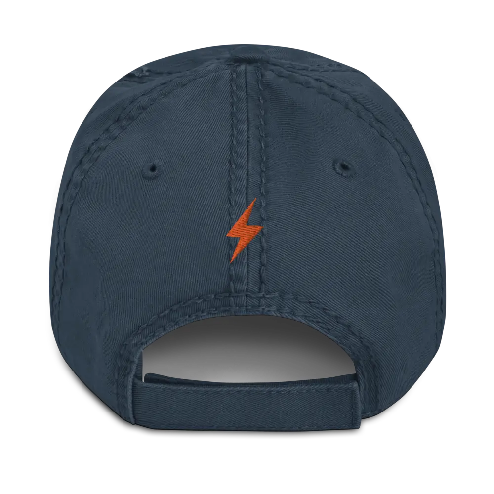 bitcoin hat - lightning symbol back orange detail - navy