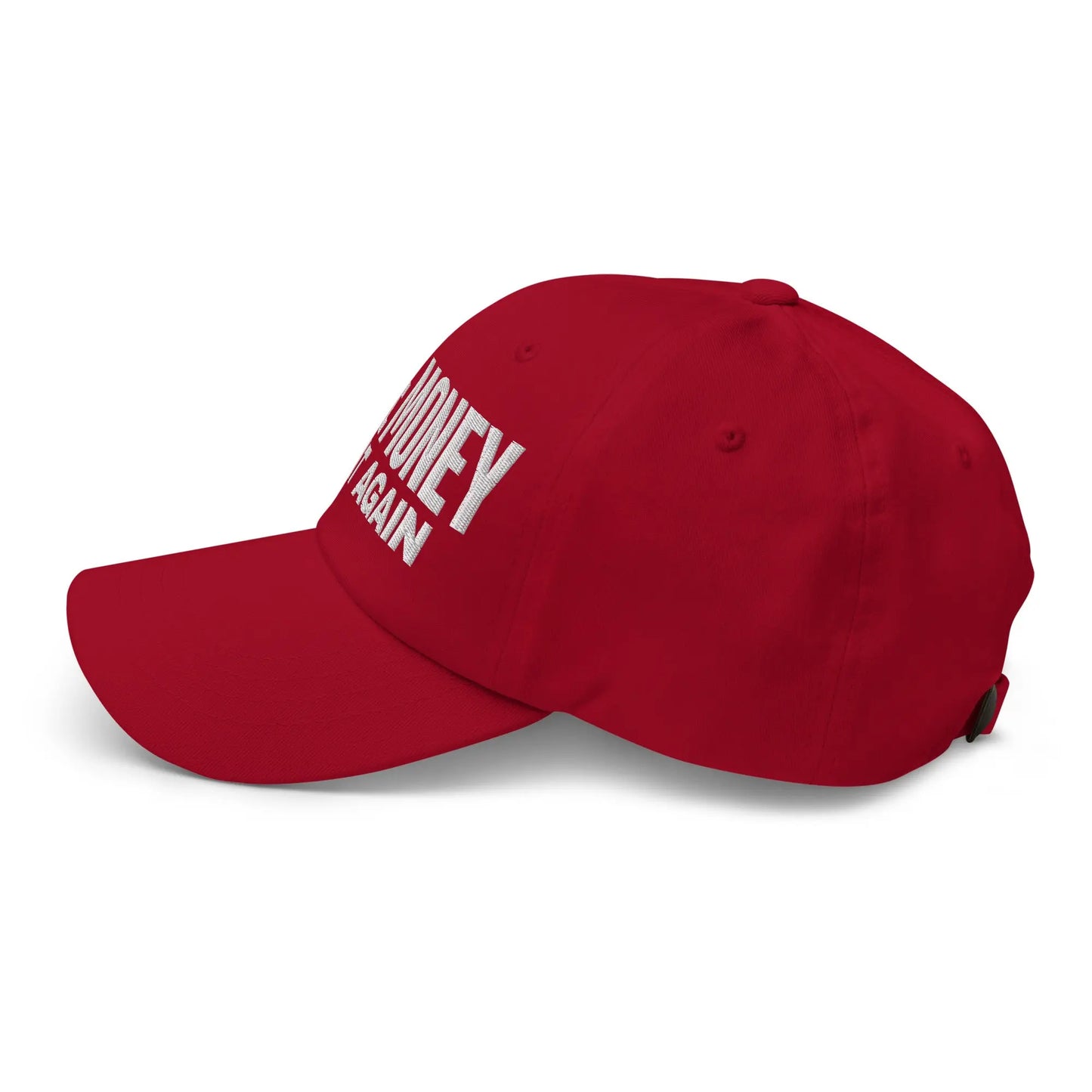 bitcoin hat - make money great again - angled embroidery view - red