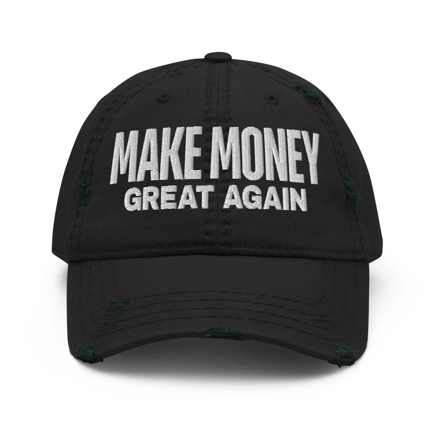 bitcoin hat - make money great again embroidery - front view - black