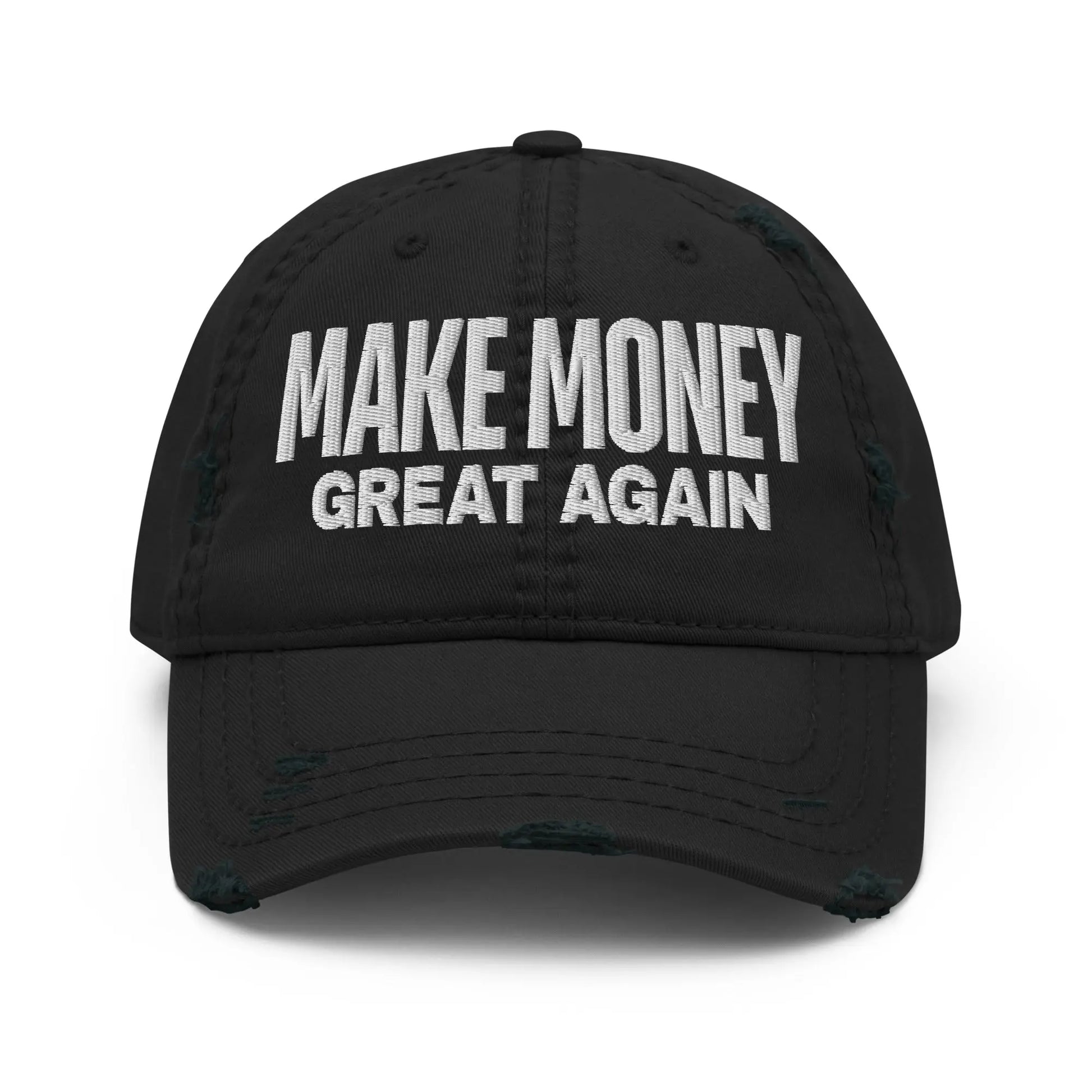bitcoin hat - make money great again embroidery - front view - black