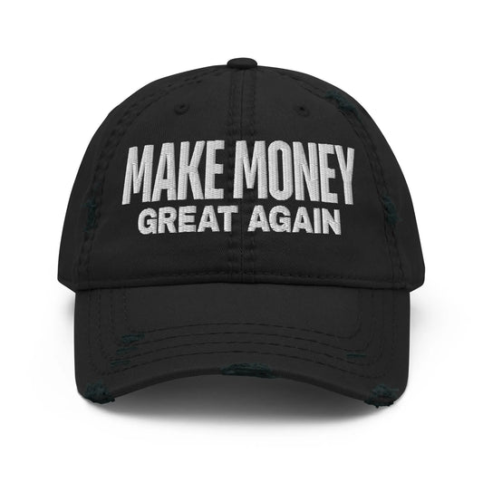 bitcoin hat - make money great again embroidery - front view - black